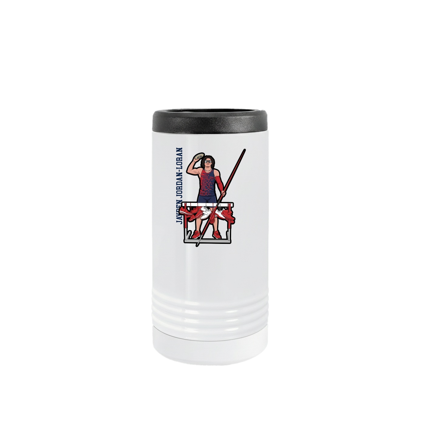 Slim Beverage Holder — Name Vertical in White