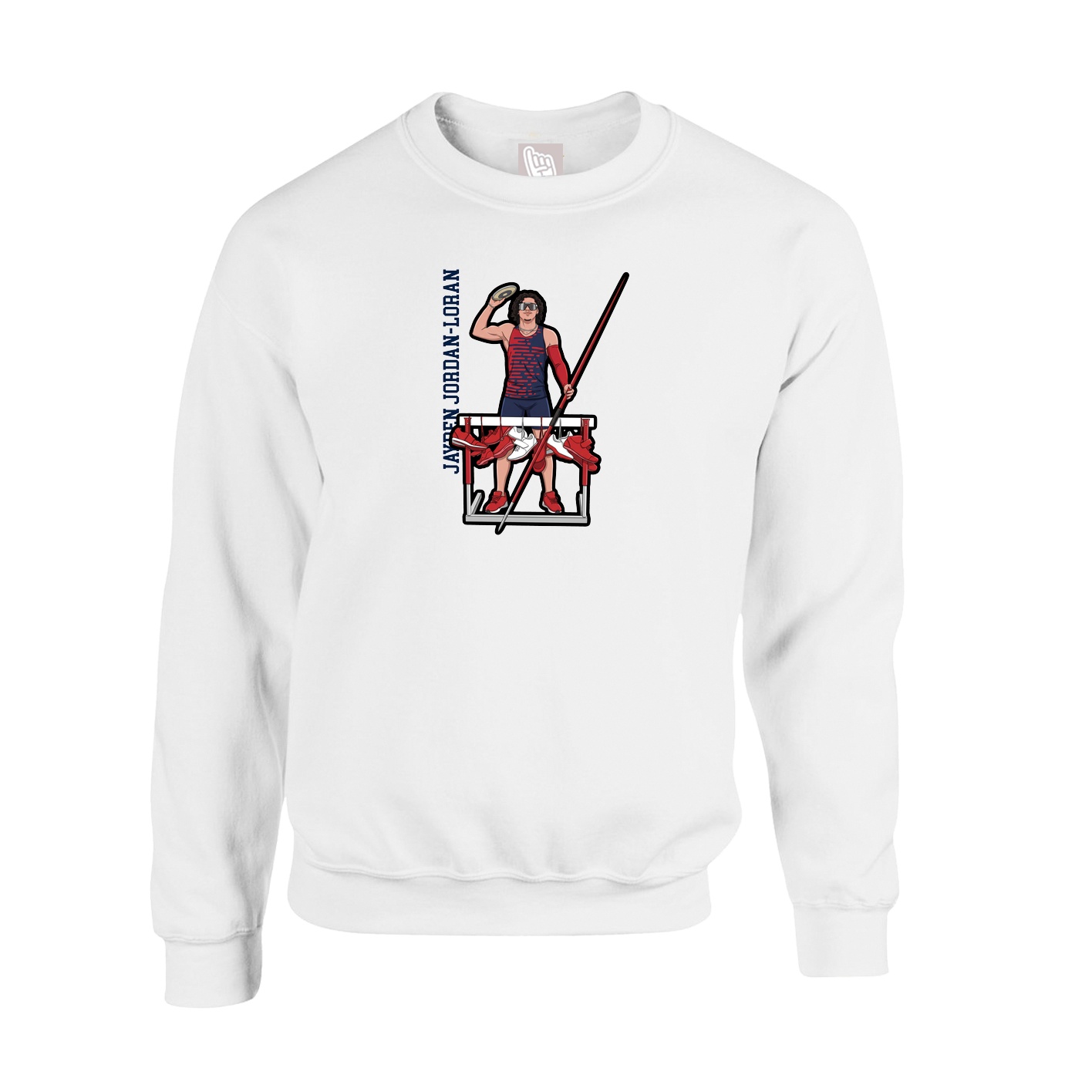 Fleece Crew — Name Vertical in White