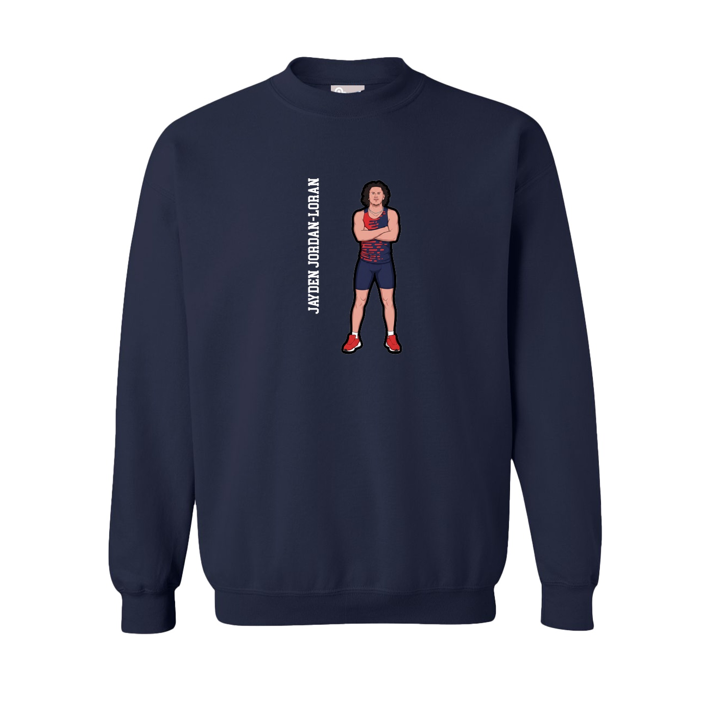Fleece Crew — Name Vertical in Navy