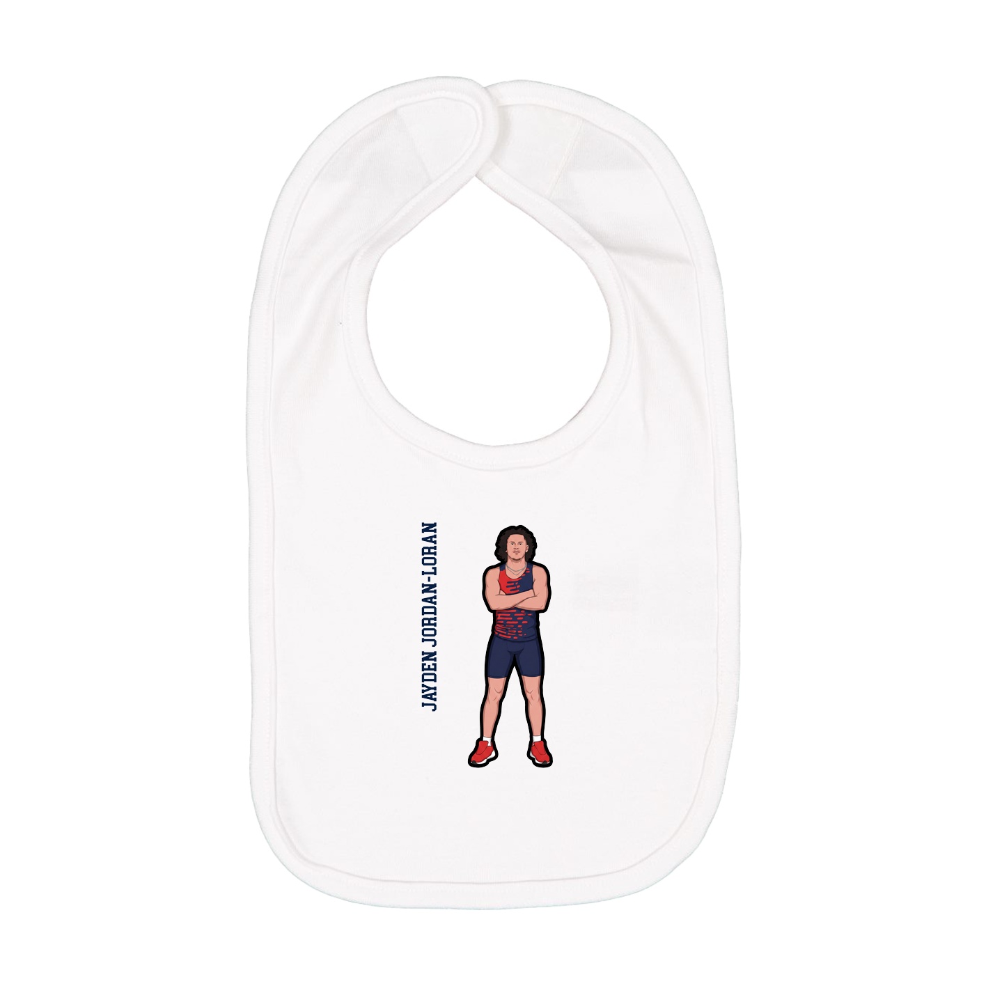 Infant Bib — Name Vertical in White