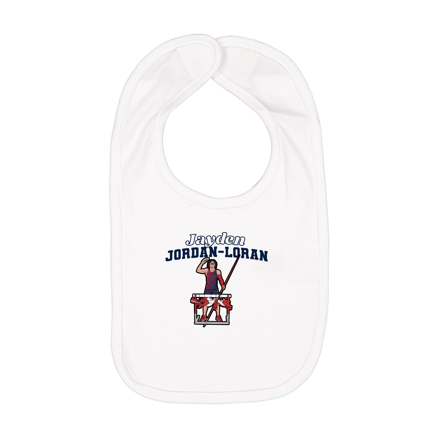 Infant Bib — Name Arch in White