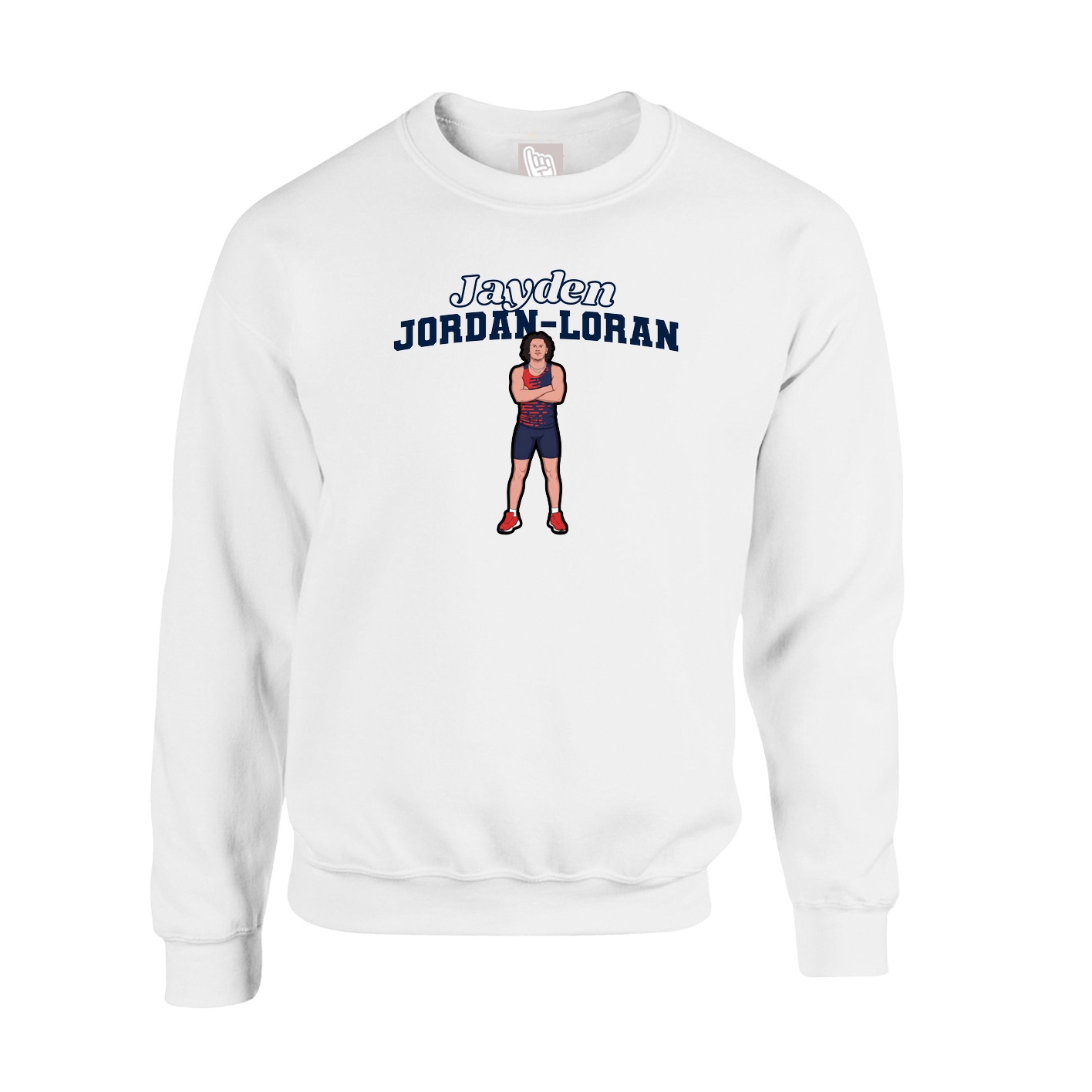 Fleece Crew — Name Arch in White