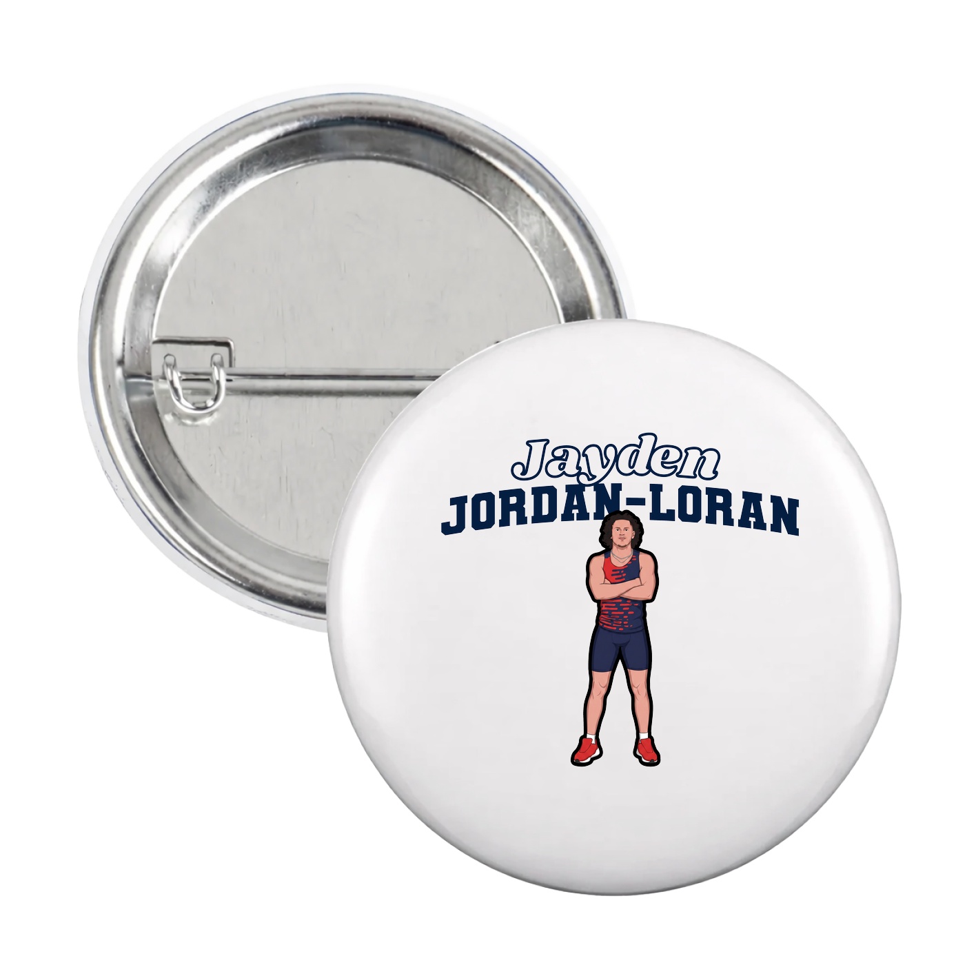 Game Day Button — Name Arch in White