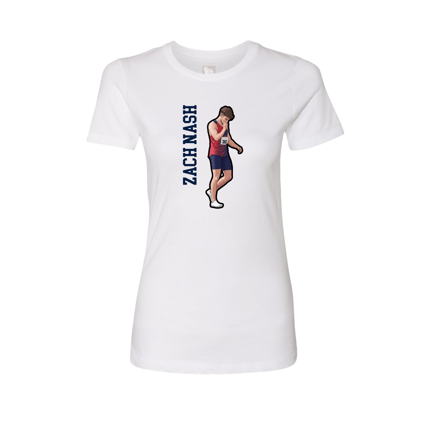 Fitted Women's Tee — Name Vertical in White