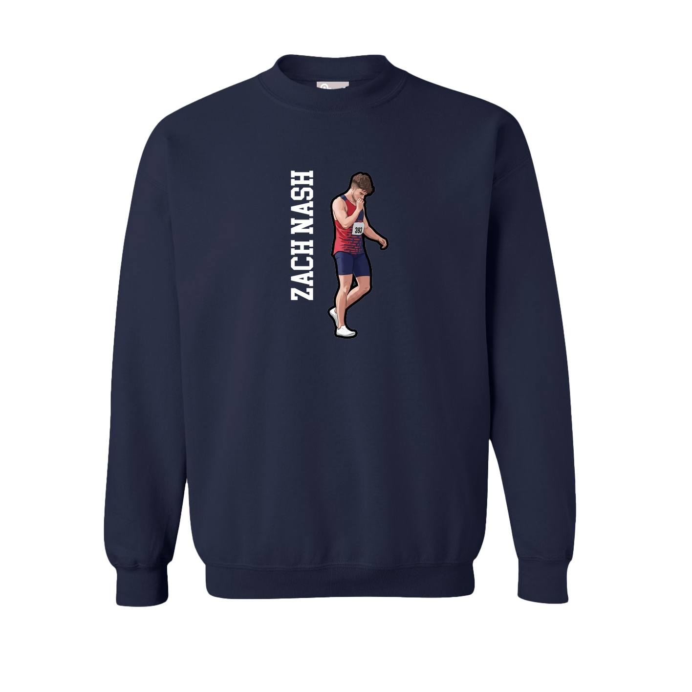 Fleece Crew — Name Vertical in Navy