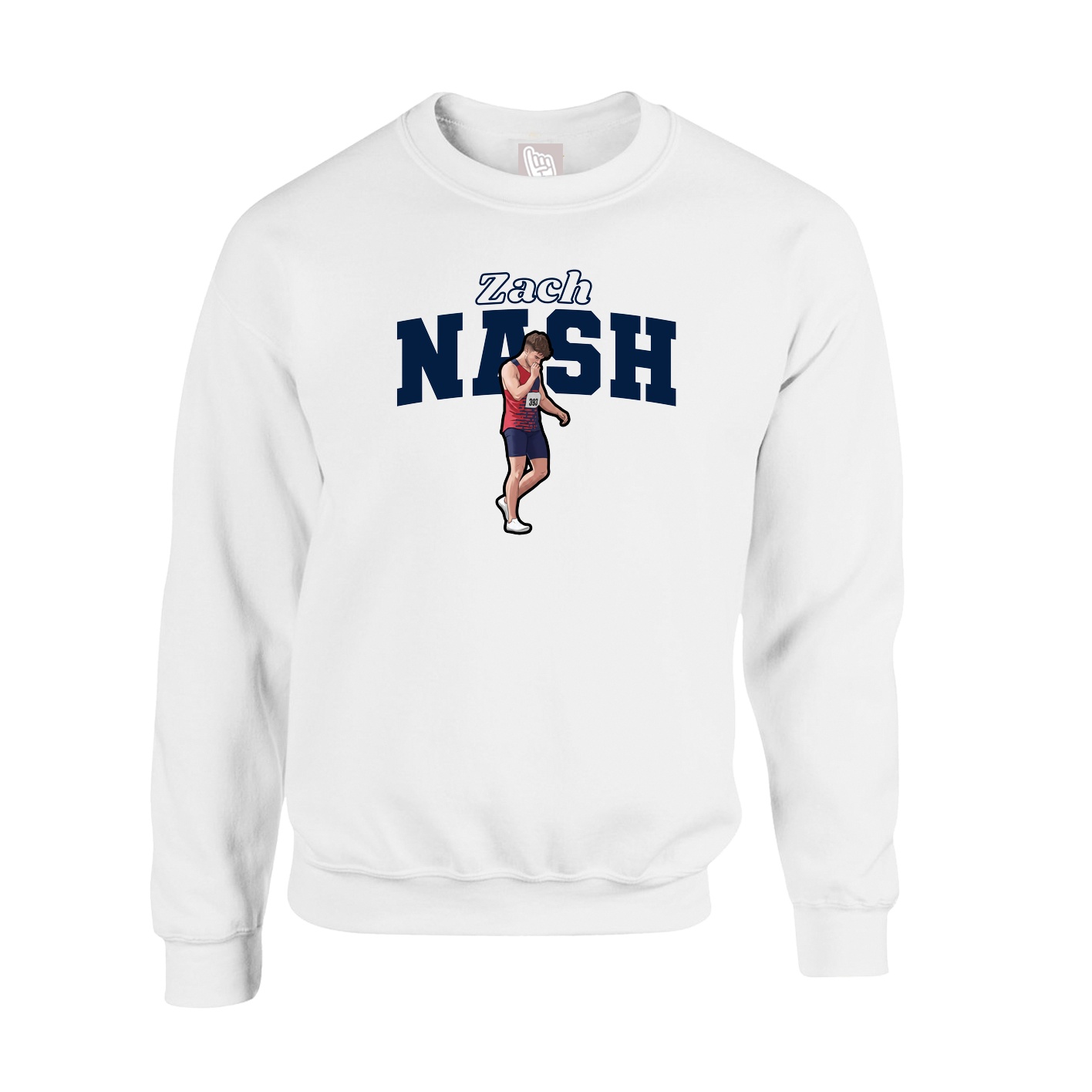 Fleece Crew — Name Arch in White