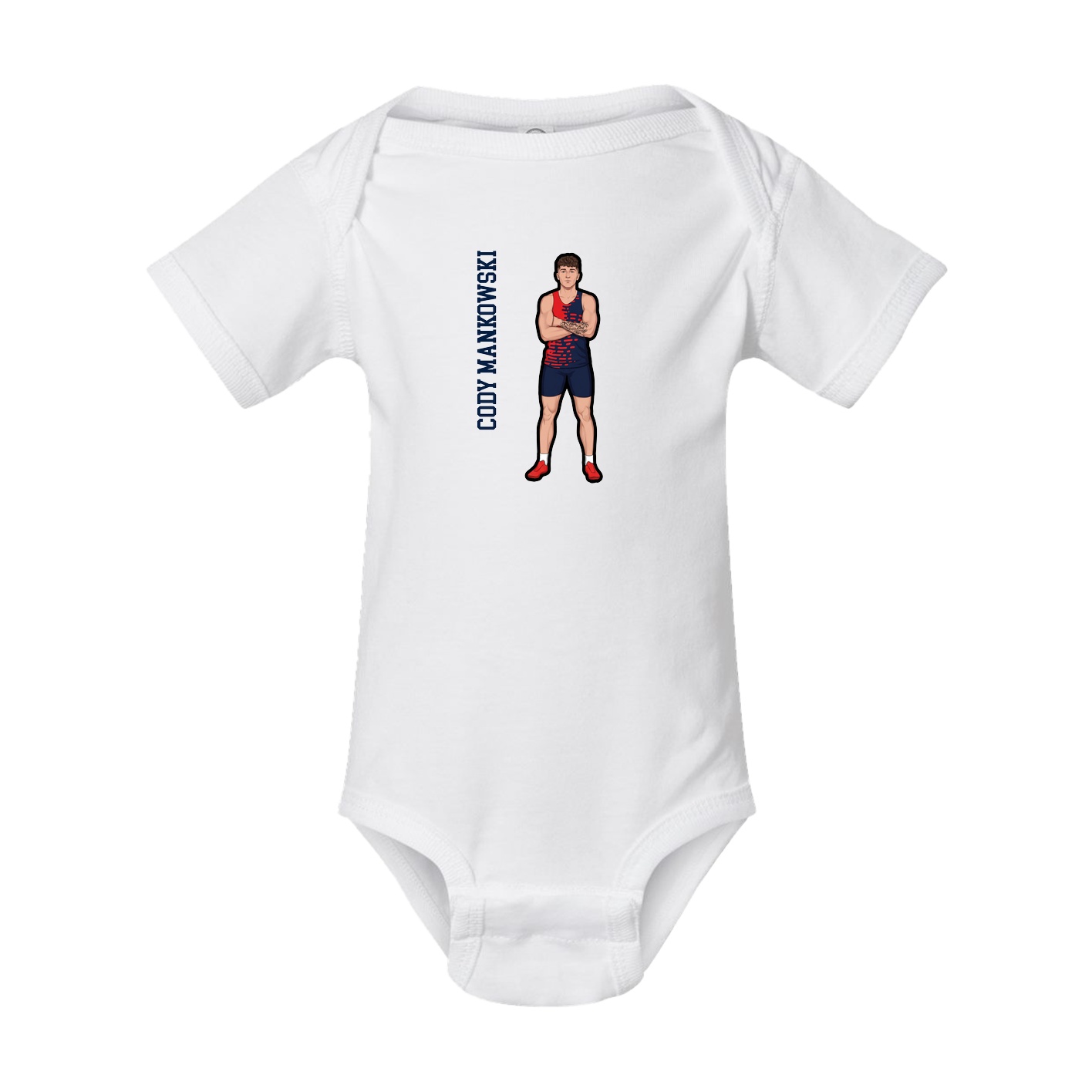 Baby Onesie — Name Vertical in White