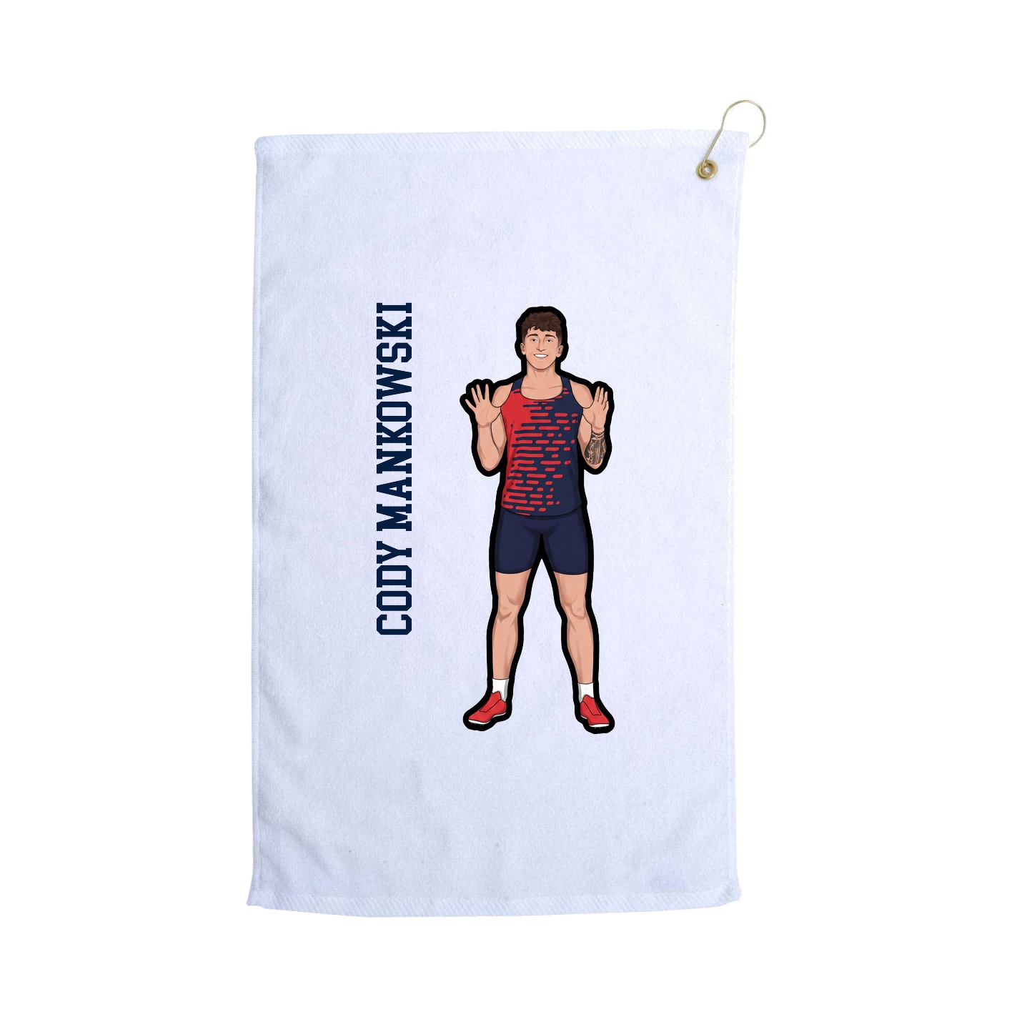 Golf Towel — Name Vertical in White