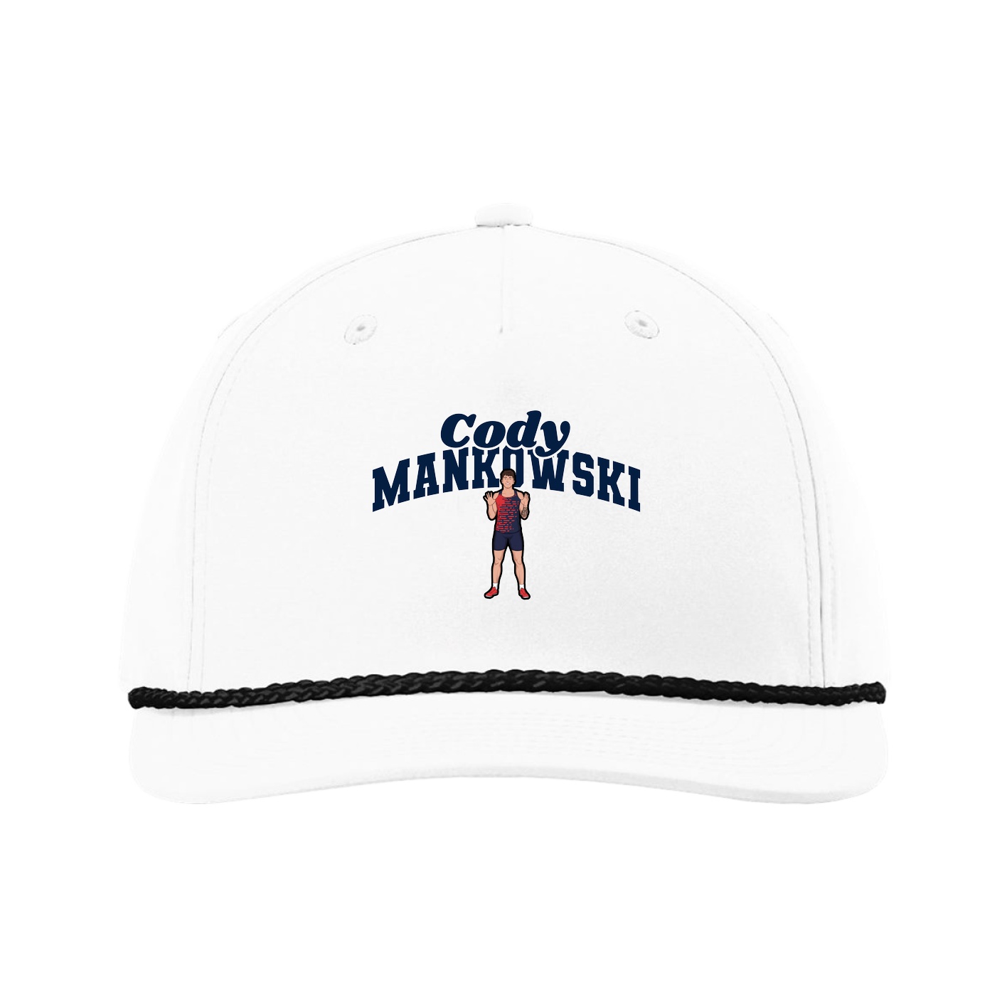 Five-Panel Classic Rope Cap — Signature Arch in White