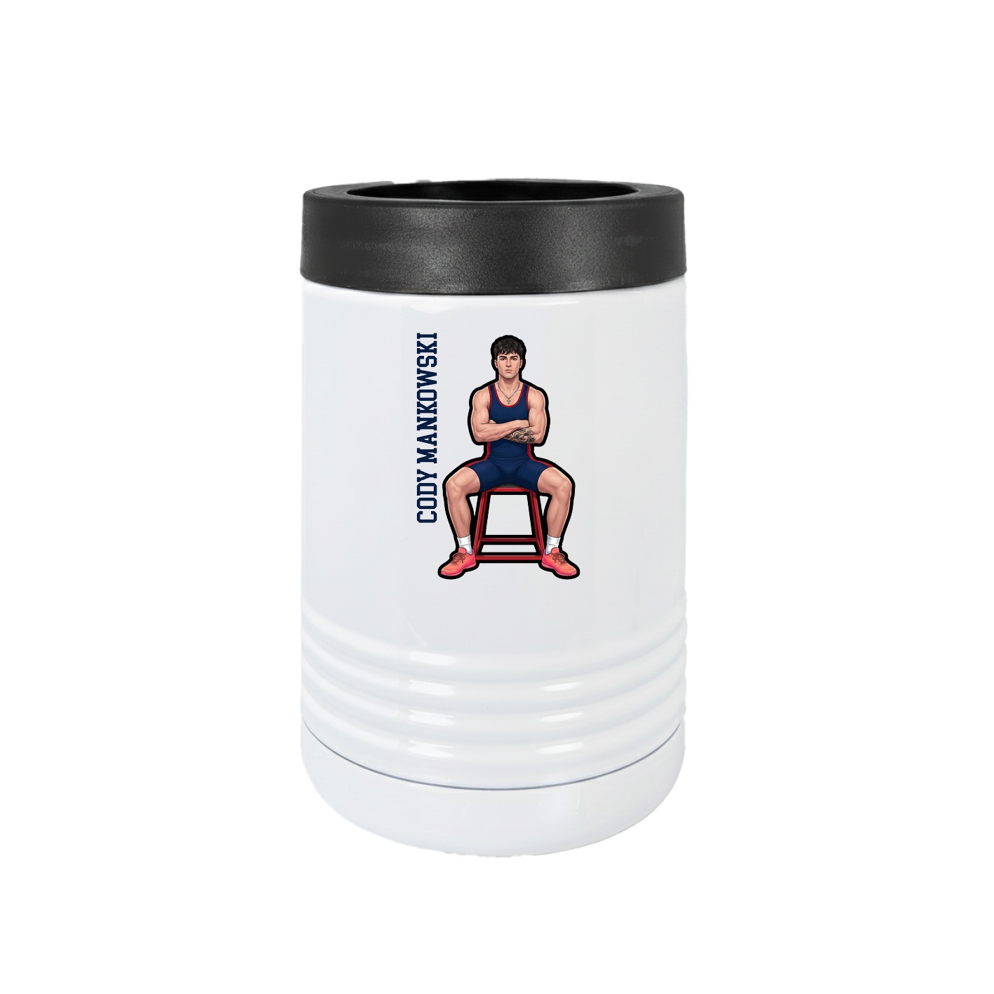 Beverage Holder — Name Vertical in White