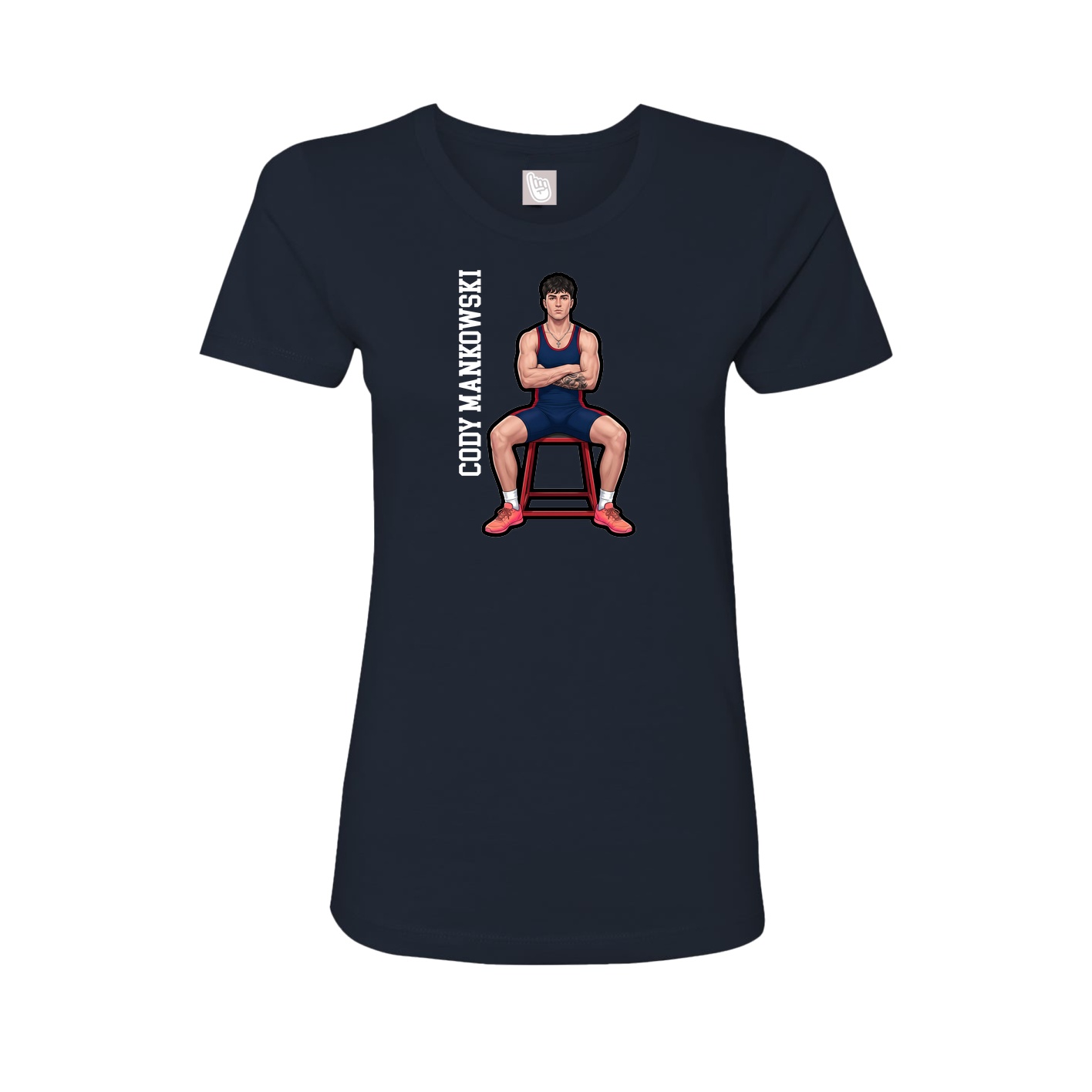 Fitted Women's Tee — Name Vertical in Navy