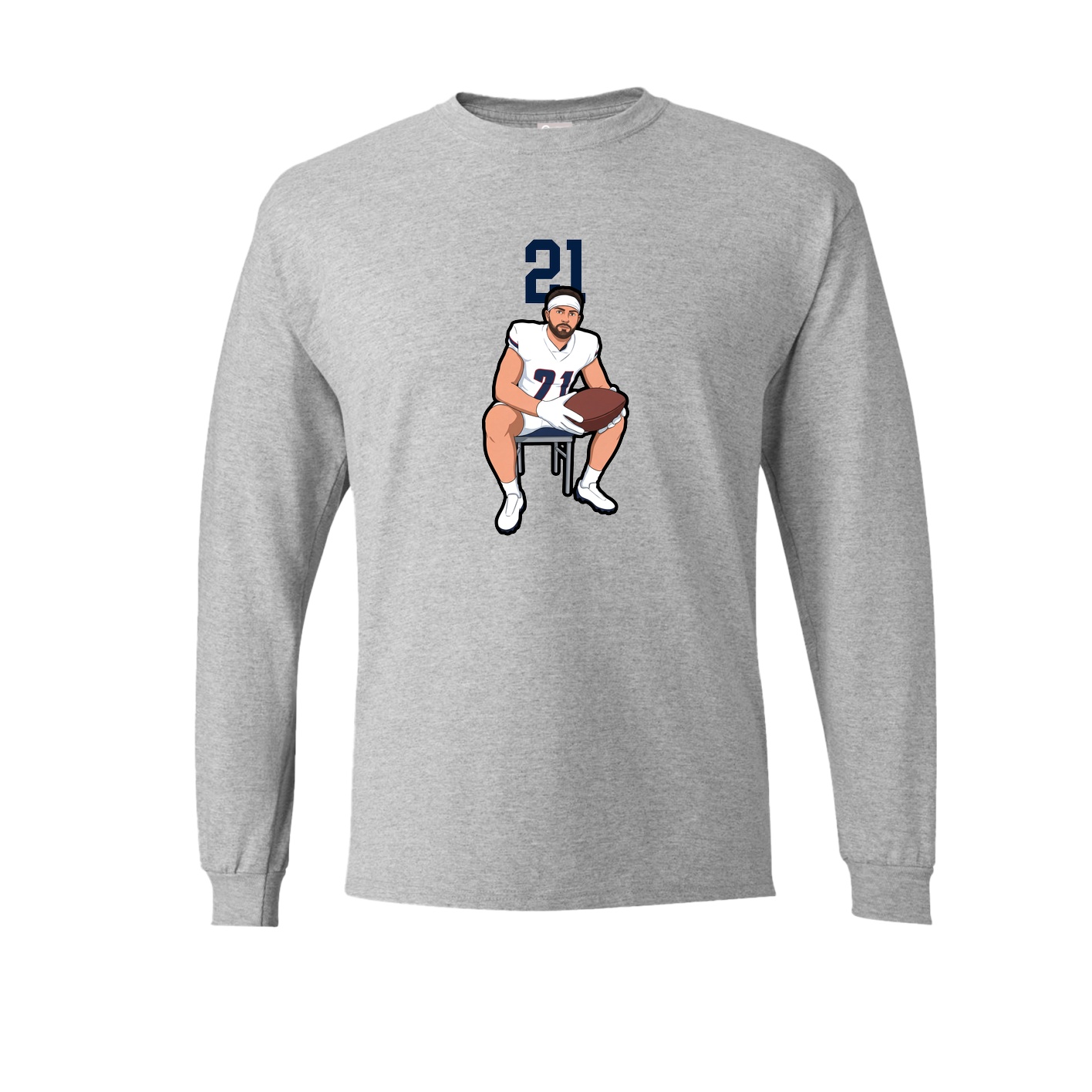 Long Sleeve Tee — Number Top in Grey