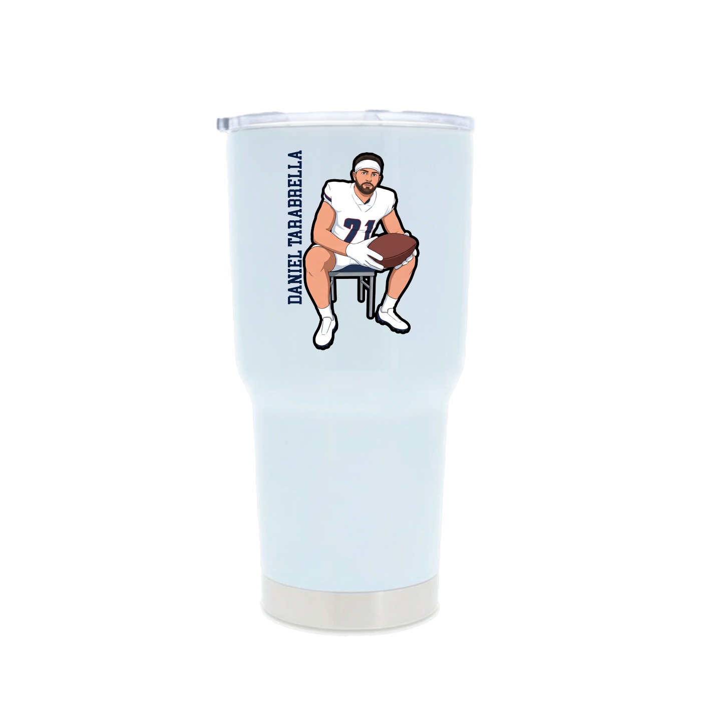 30oz Stainless Steel Tumbler — Name Vertical in White