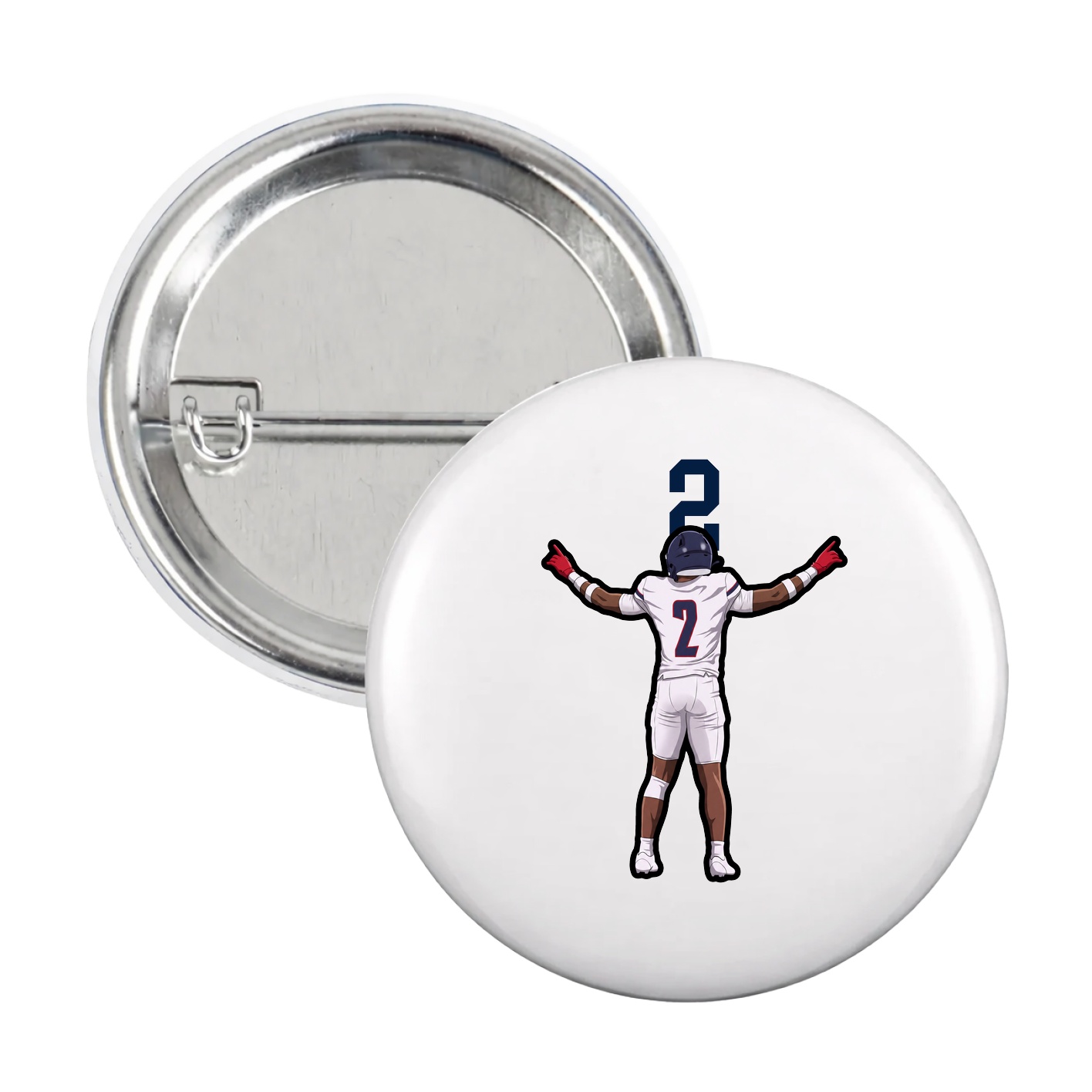 Game Day Button — Number Top in White