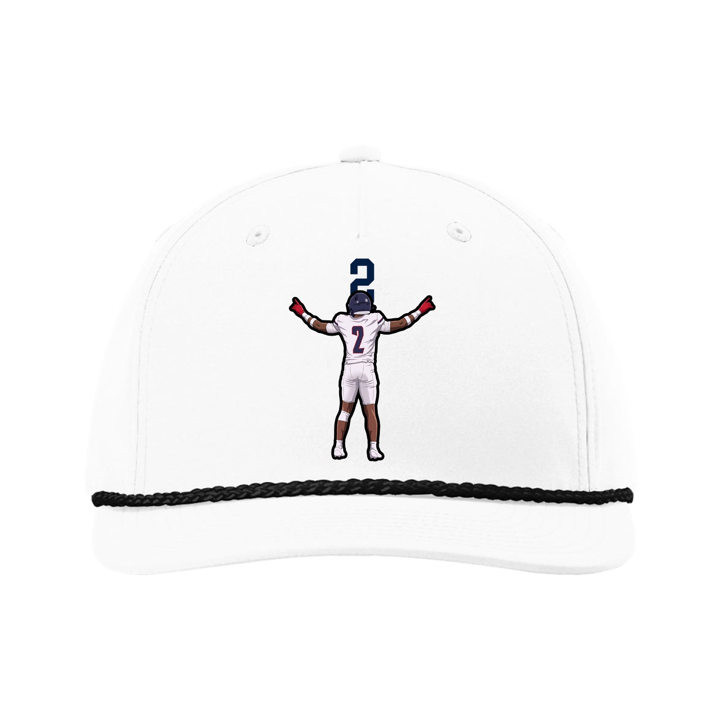 Five-Panel Classic Rope Cap — Number Top in White