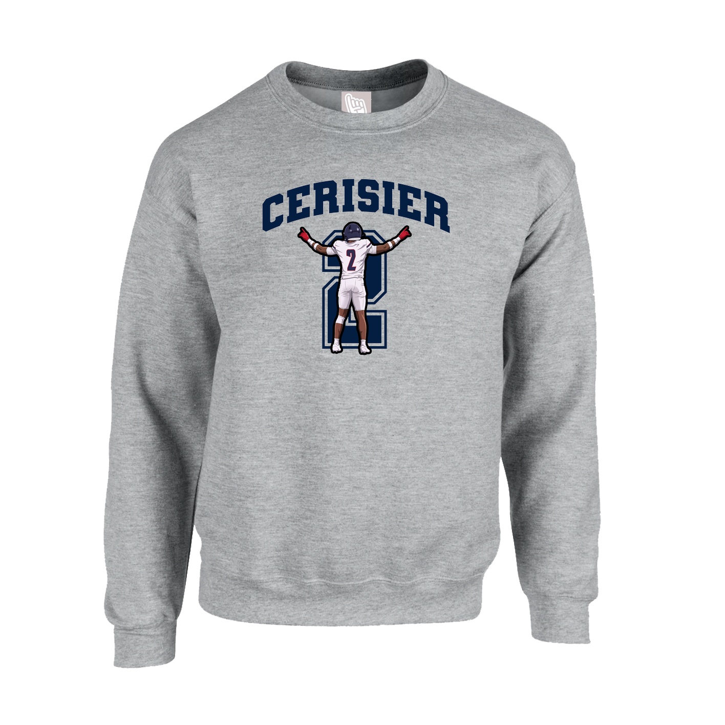 Fleece Crew — Number in Grey