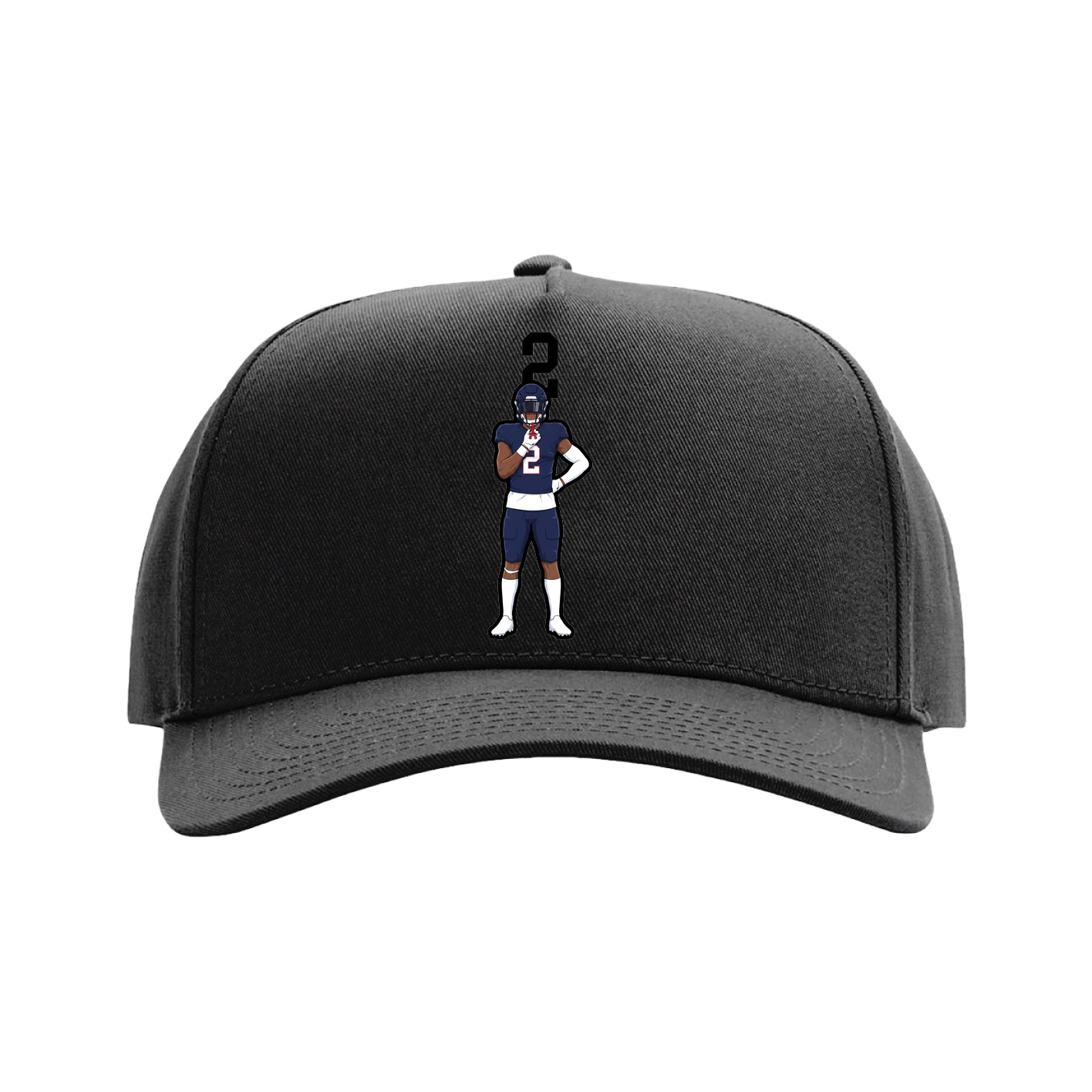 Full Fabric Five-Panel Champ Cap — Number Top in Black