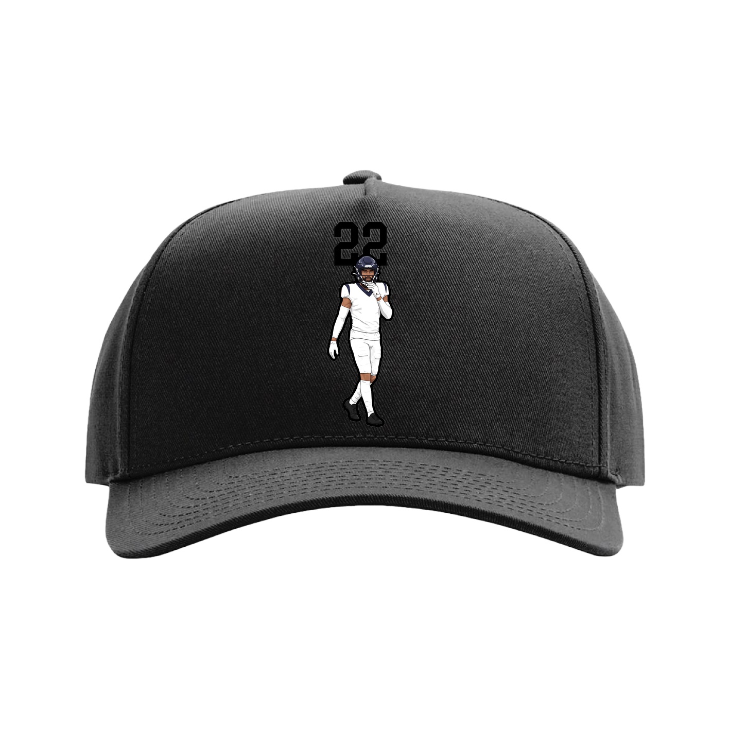 Full Fabric Five-Panel Champ Cap — Number Top in Black