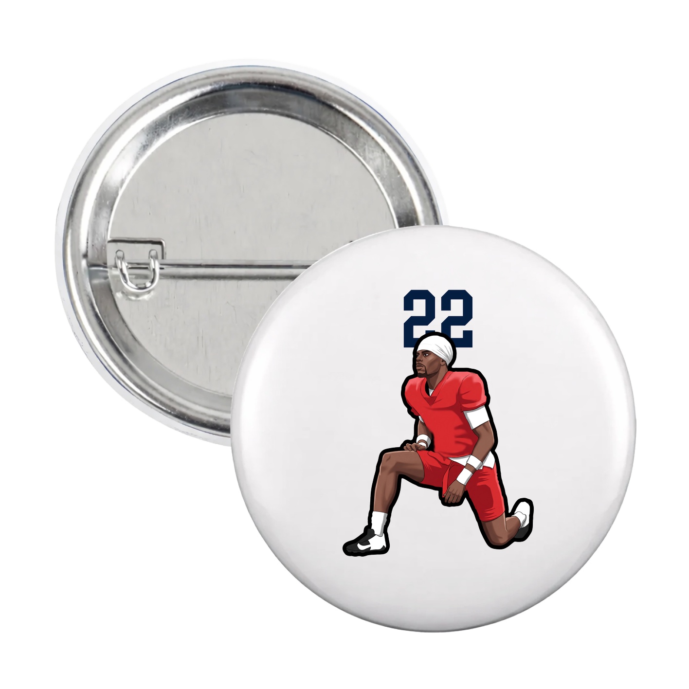 Game Day Button — Number Top in White