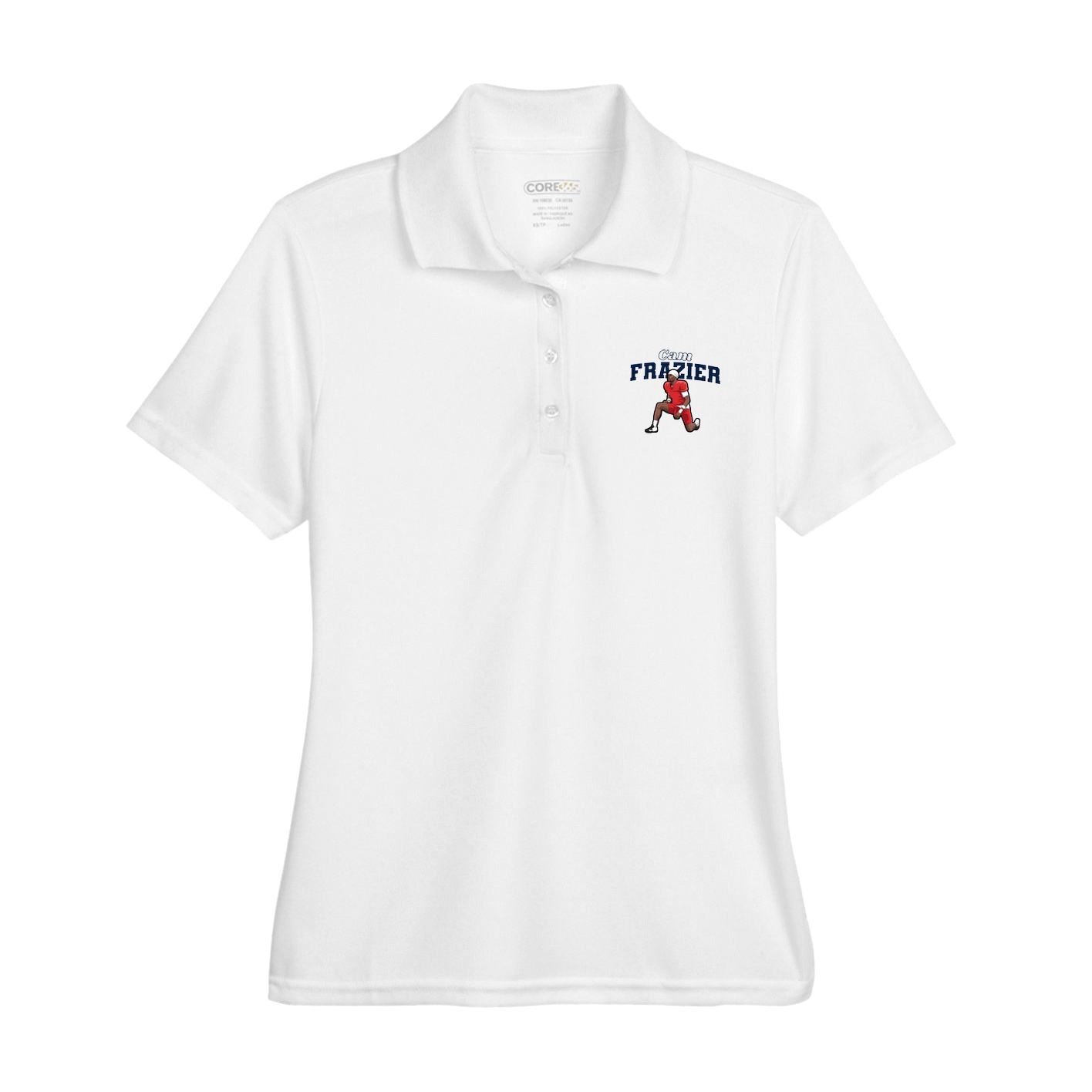 Womens Performance Polo — Name Arch in White