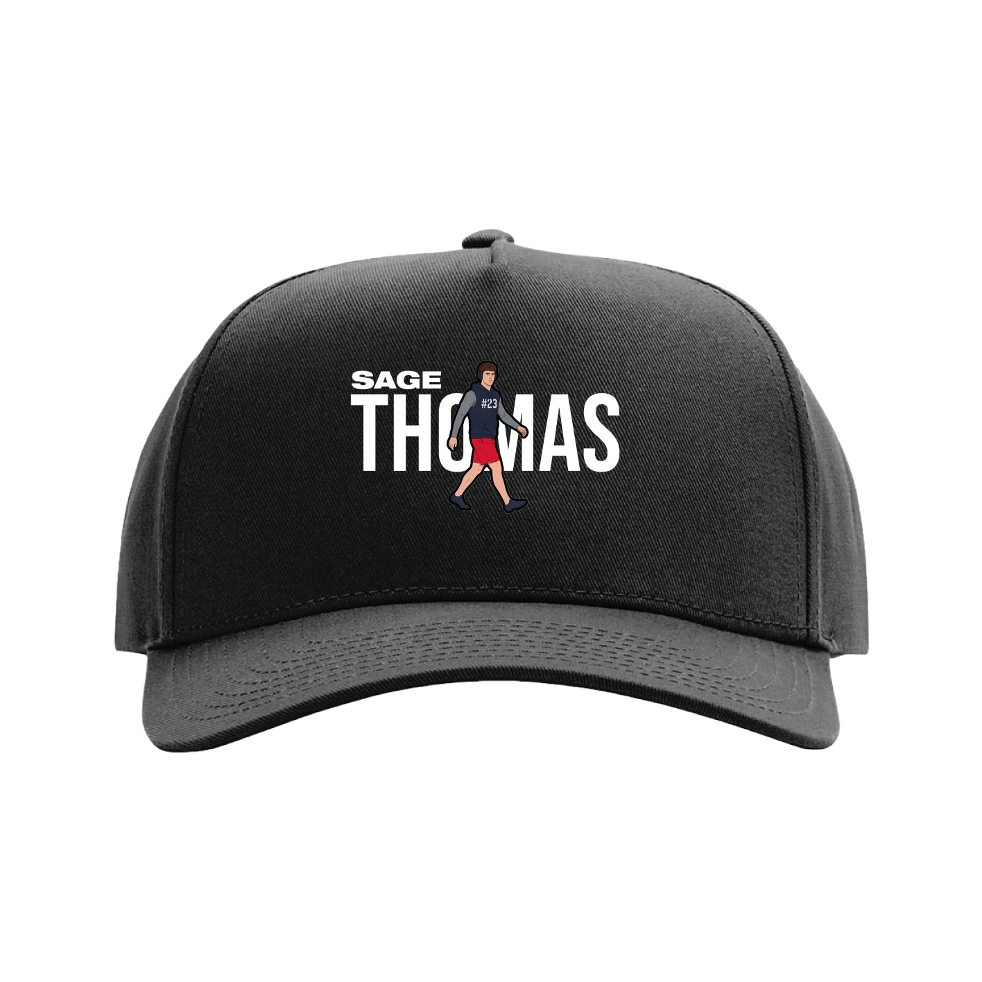 Full Fabric Five-Panel Champ Cap — Player Name in Black