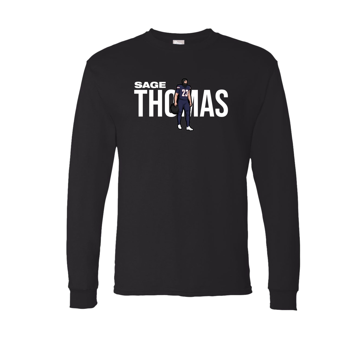 Long Sleeve Tee — Player Name in Black