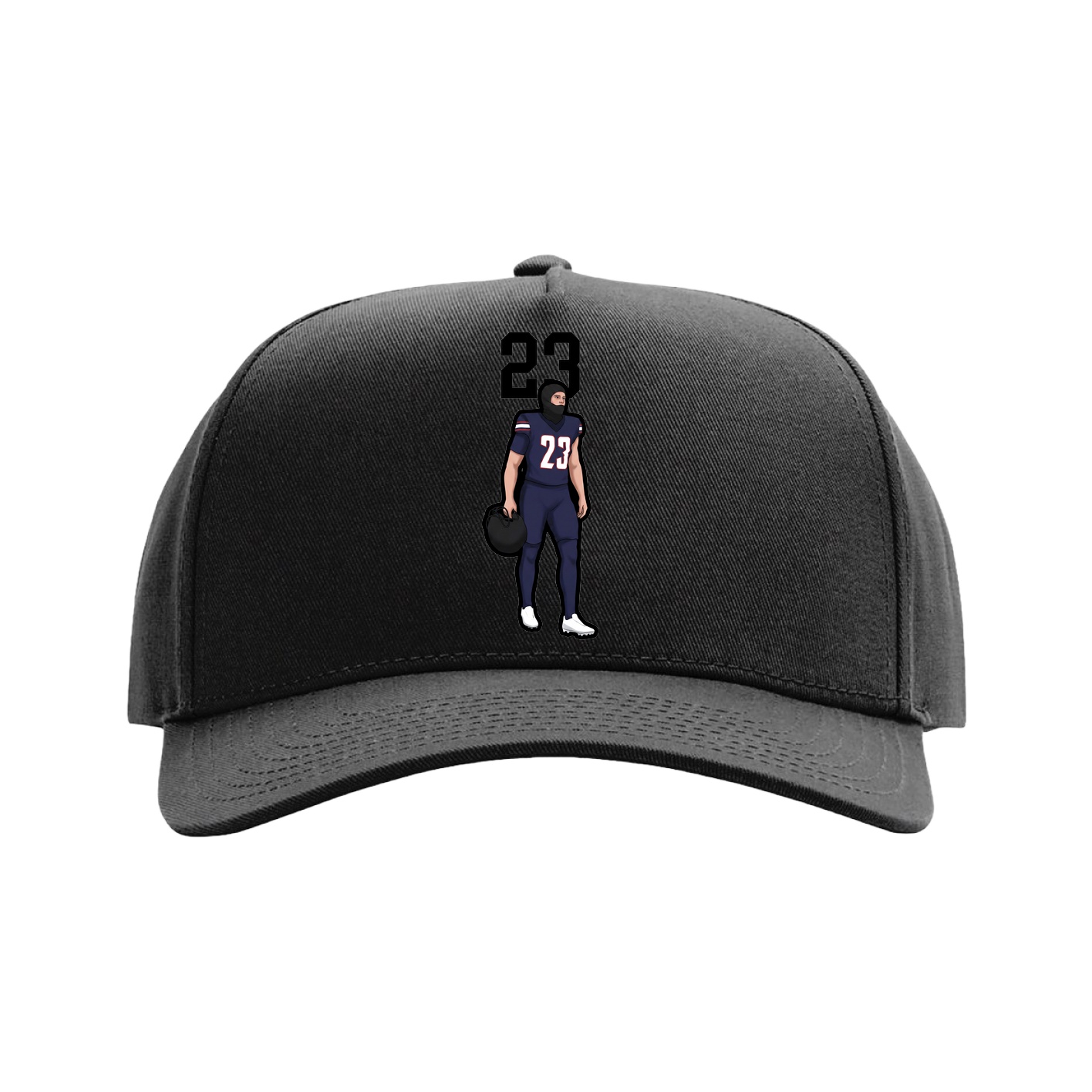 Full Fabric Five-Panel Champ Cap — Number Top in Black