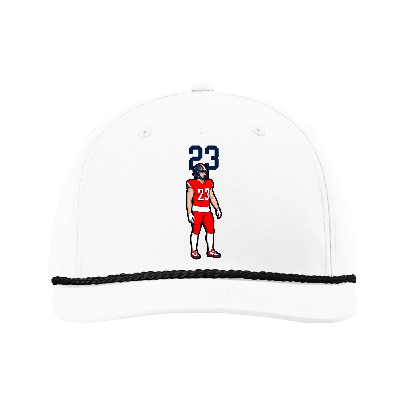 Five-Panel Classic Rope Cap — Number Top in White
