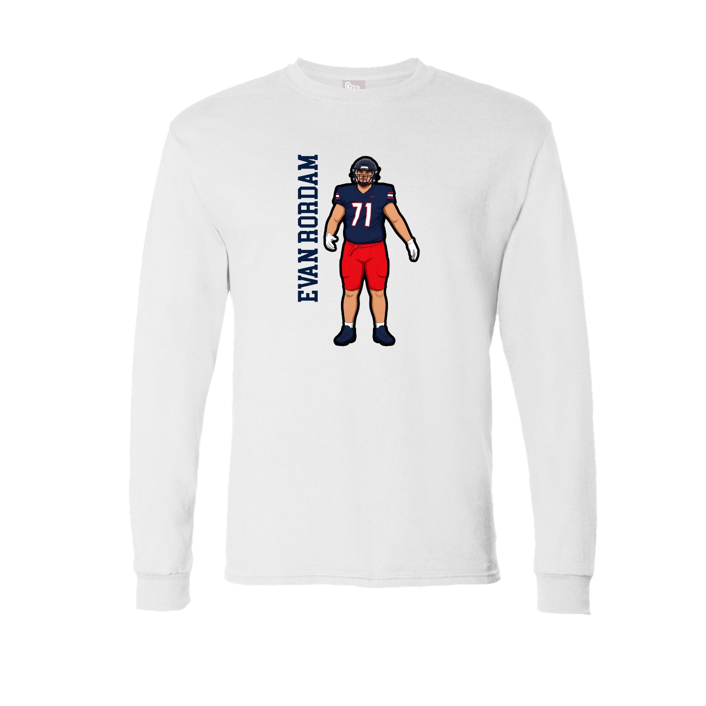 Long Sleeve Tee — Name Vertical in White