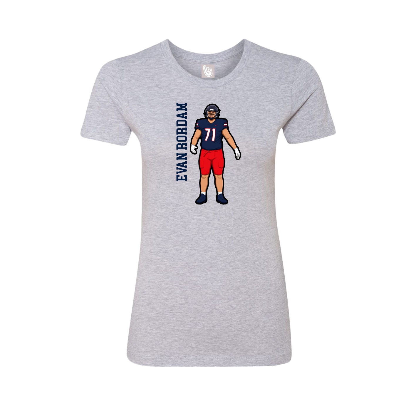 Fitted Women's Tee — Name Vertical in Grey