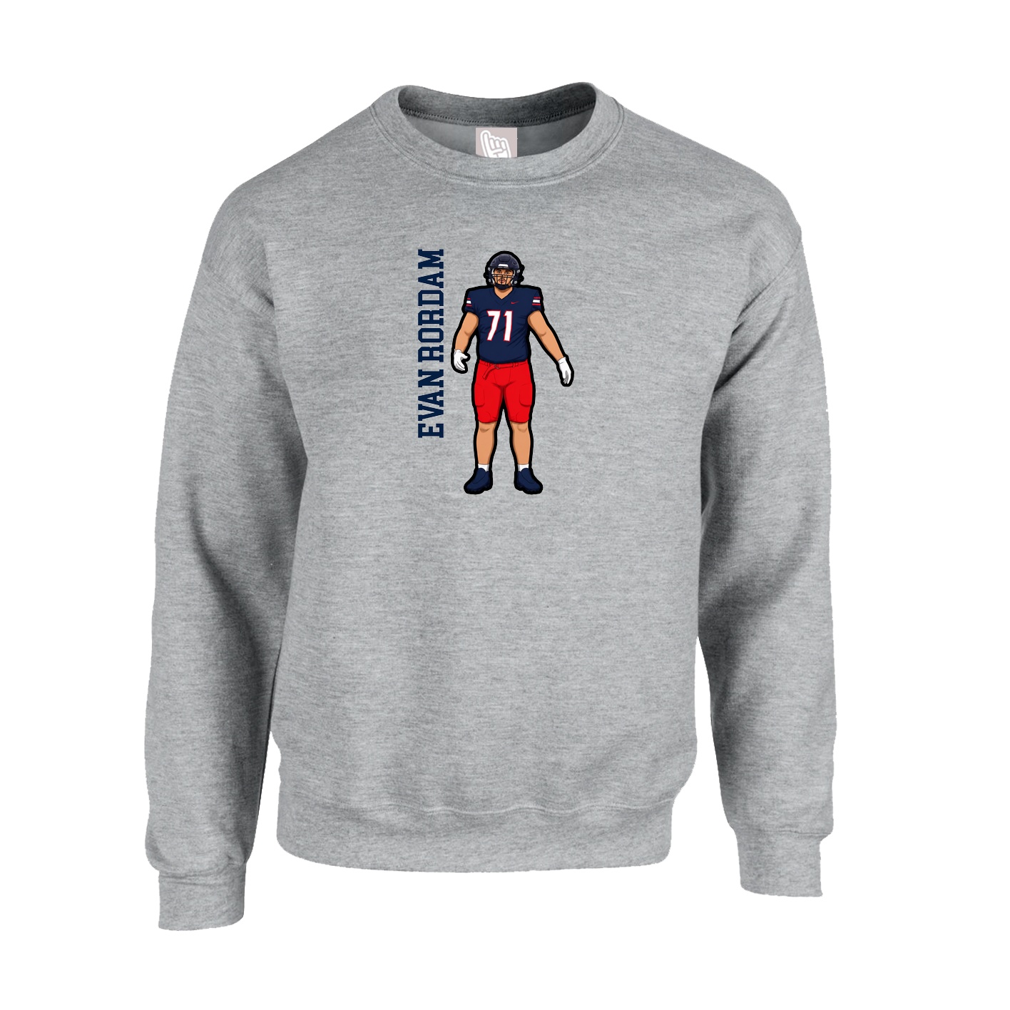 Fleece Crew — Name Vertical in Grey