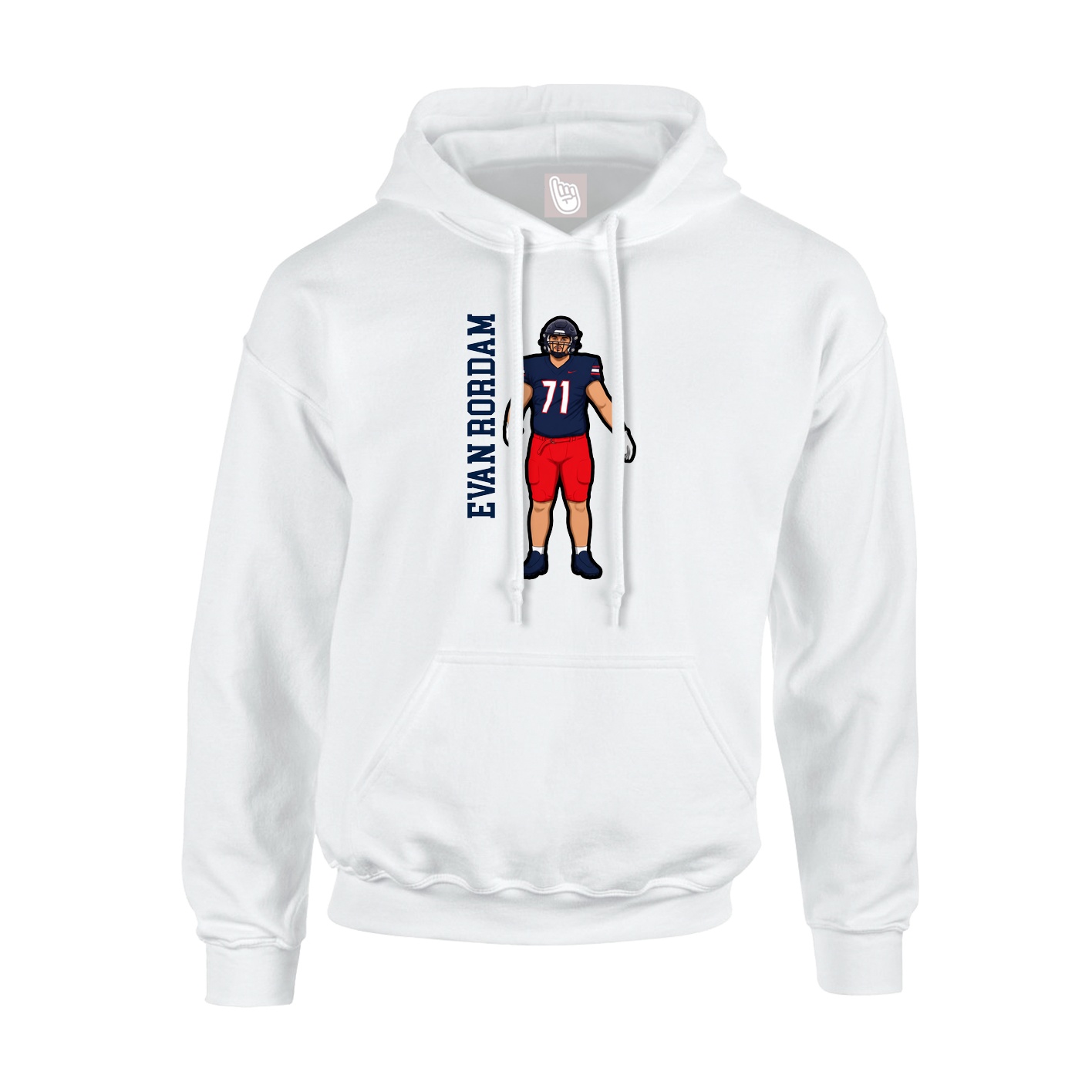 Youth Hoodie — Name Vertical in White