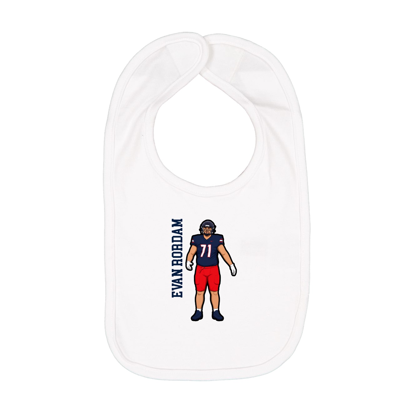 Infant Bib — Name Vertical in White