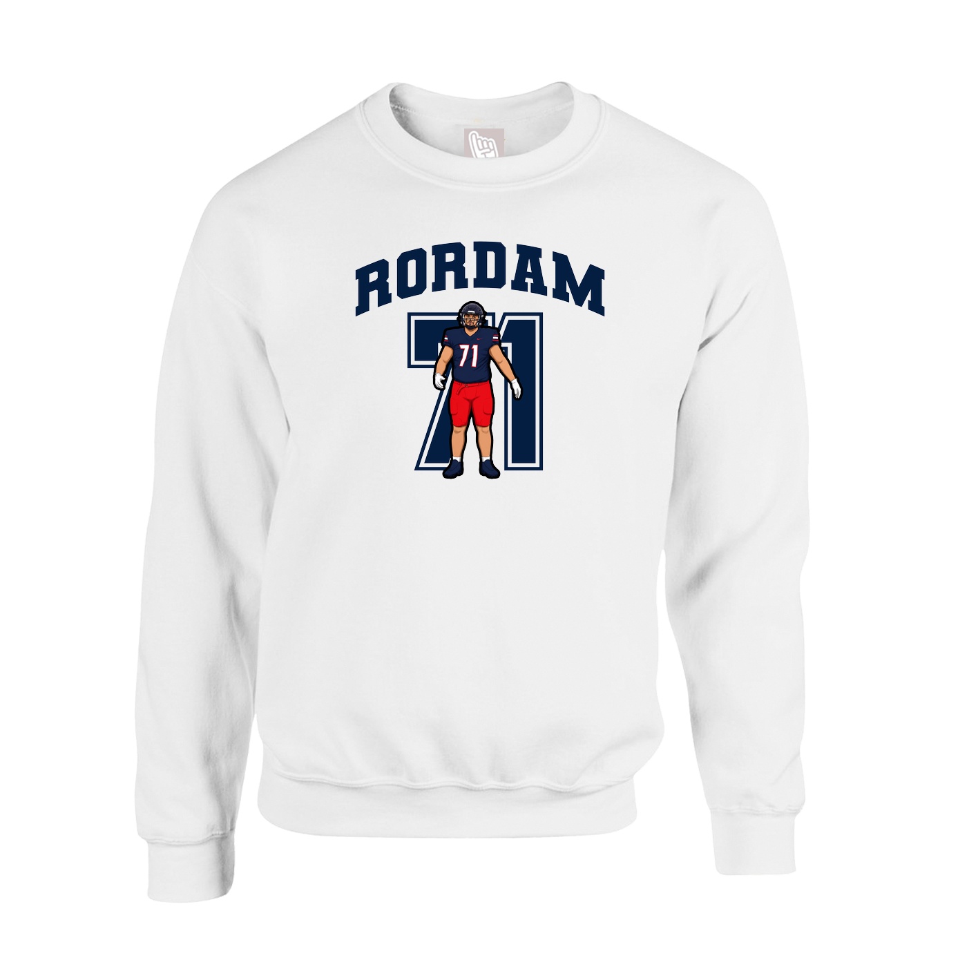 Fleece Crew — Number in White