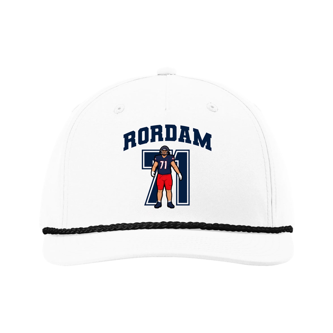 Five-Panel Classic Rope Cap — Number in White