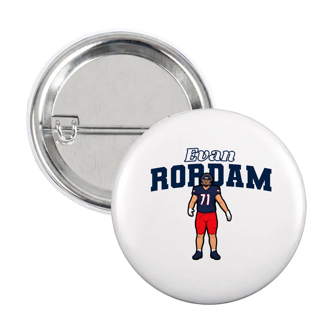 Game Day Button — Name Arch in White