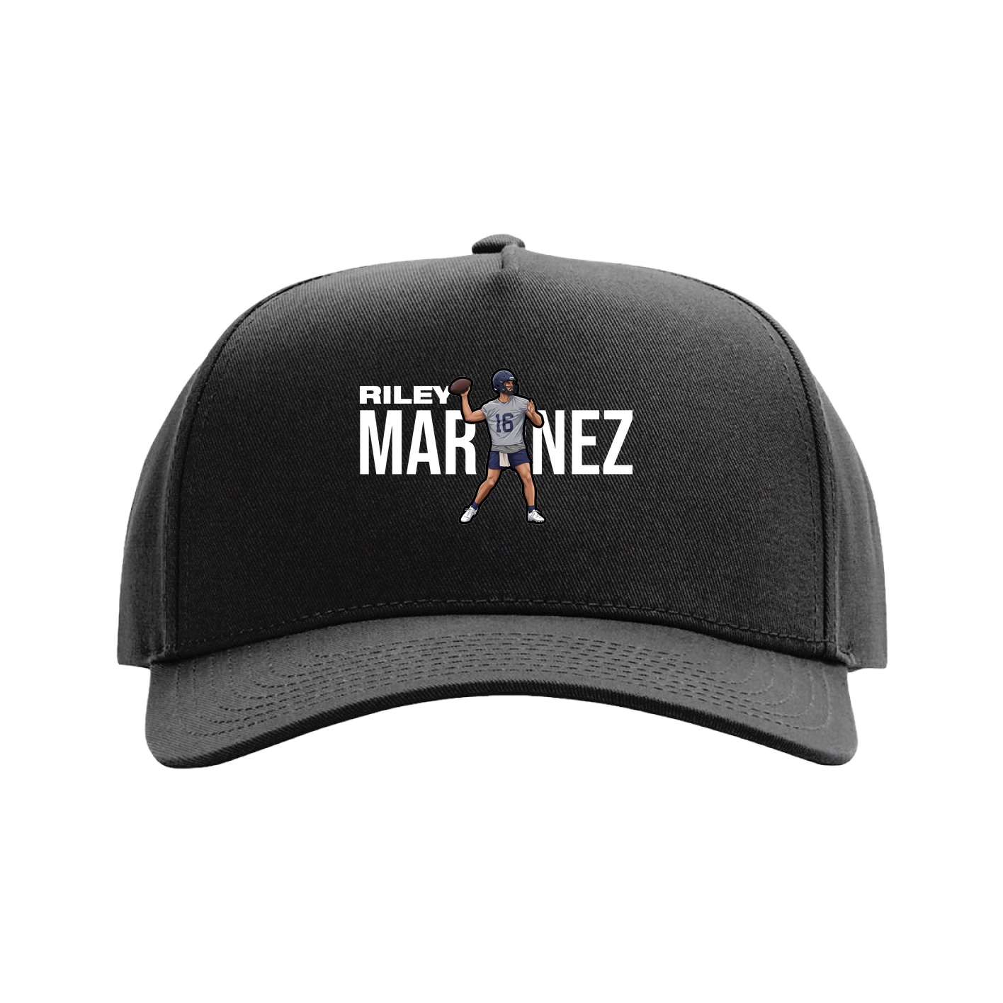 Full Fabric Five-Panel Champ Cap — Player Name in Black
