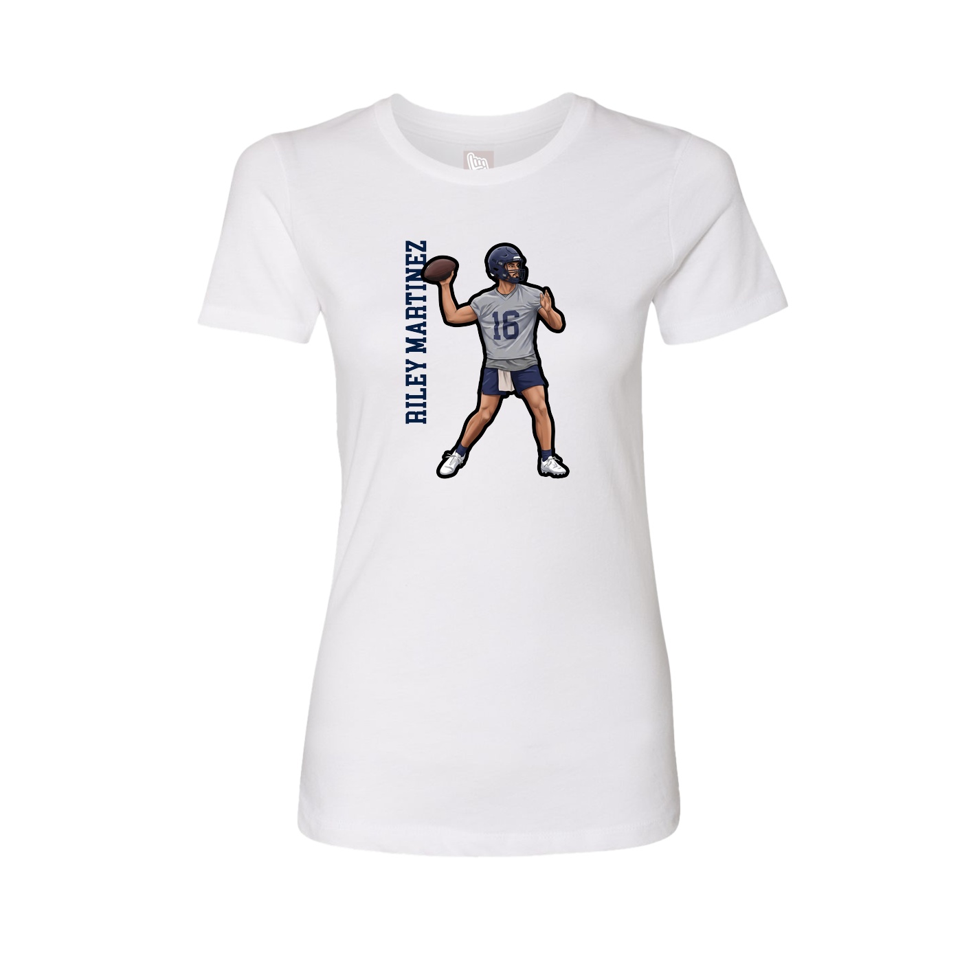 Fitted Women's Tee — Name Vertical in White
