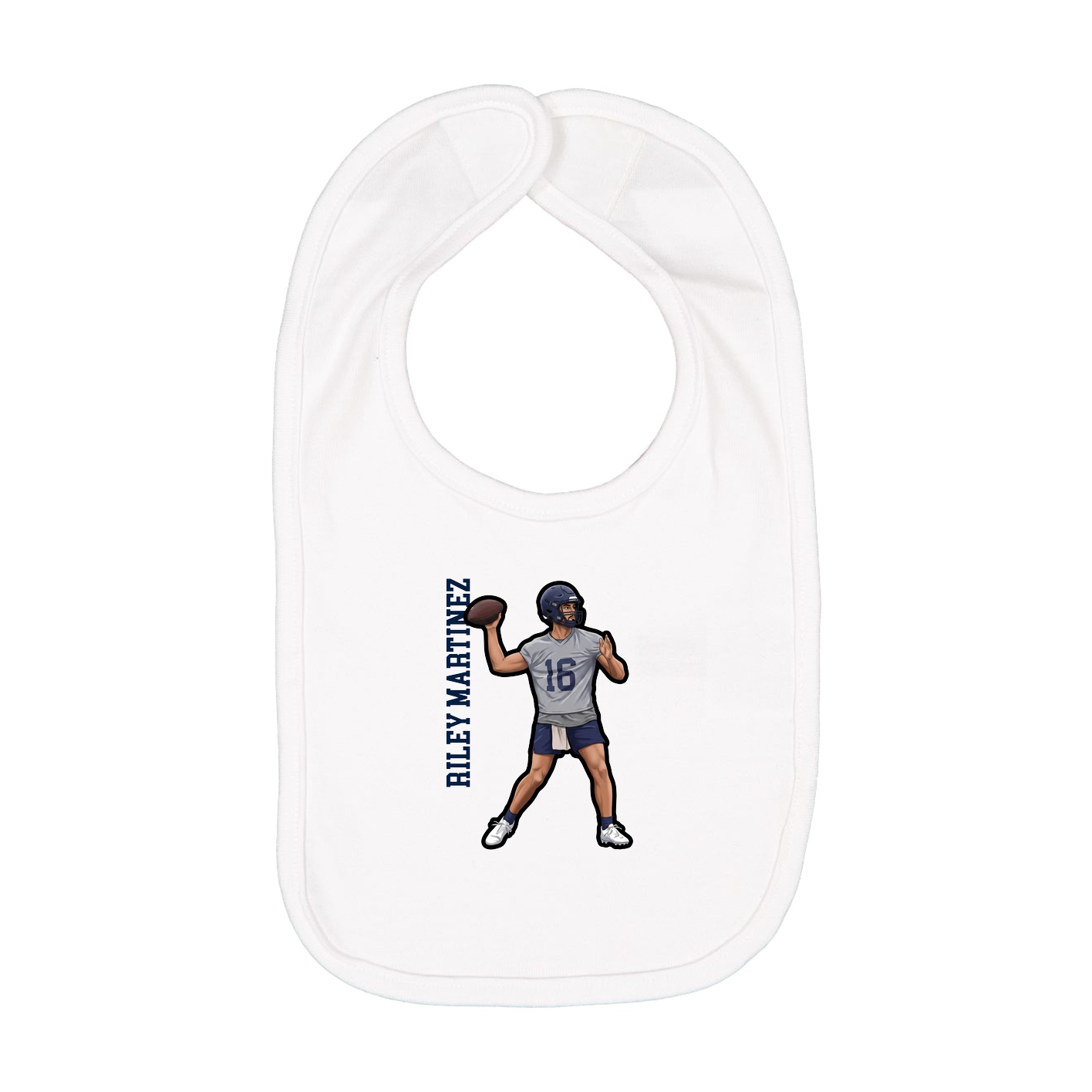 Infant Bib — Name Vertical in White