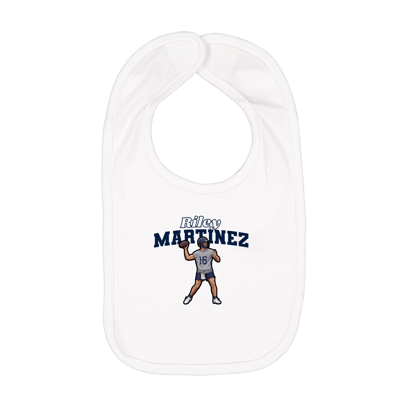 Infant Bib — Name Arch in White