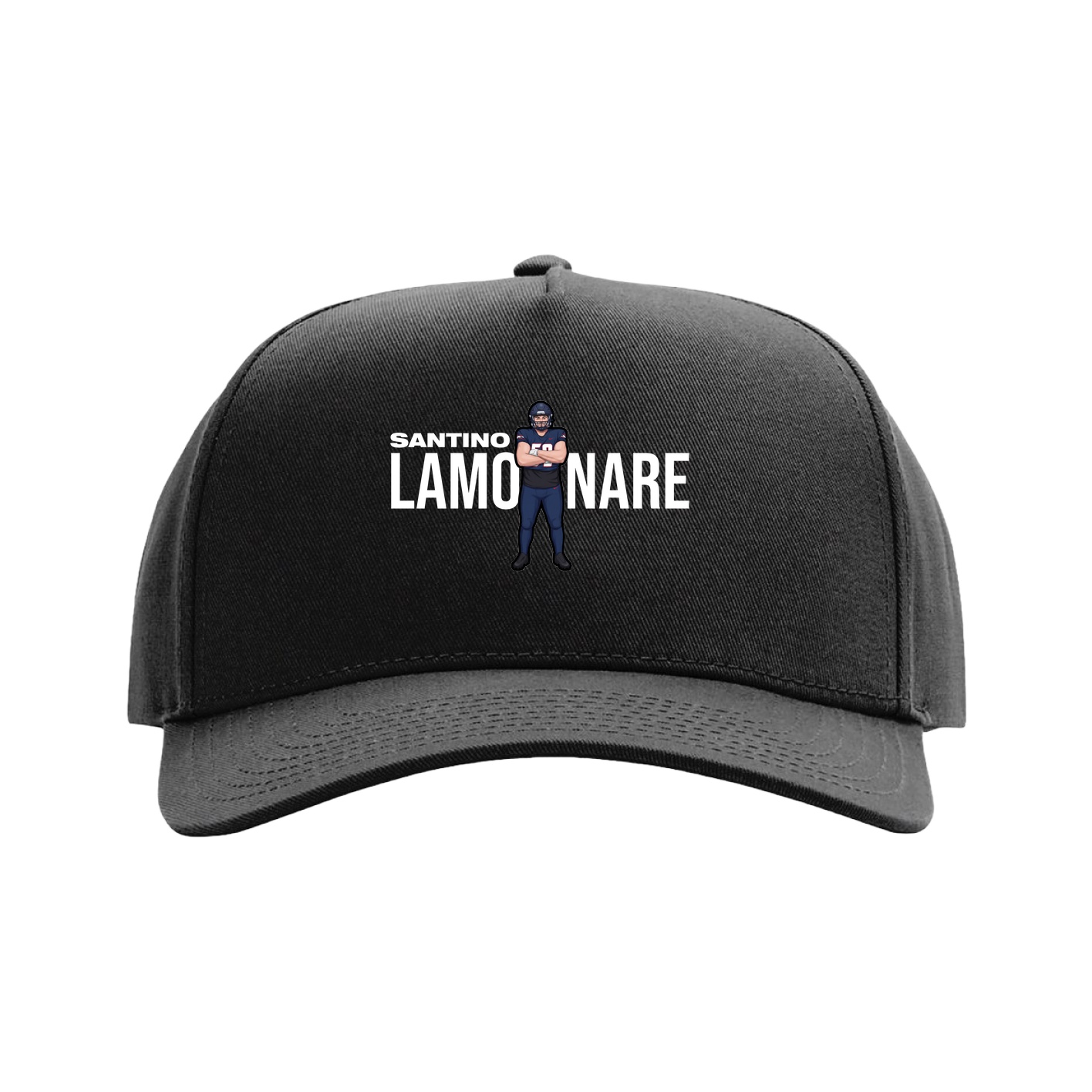 Full Fabric Five-Panel Champ Cap — Player Name in Black