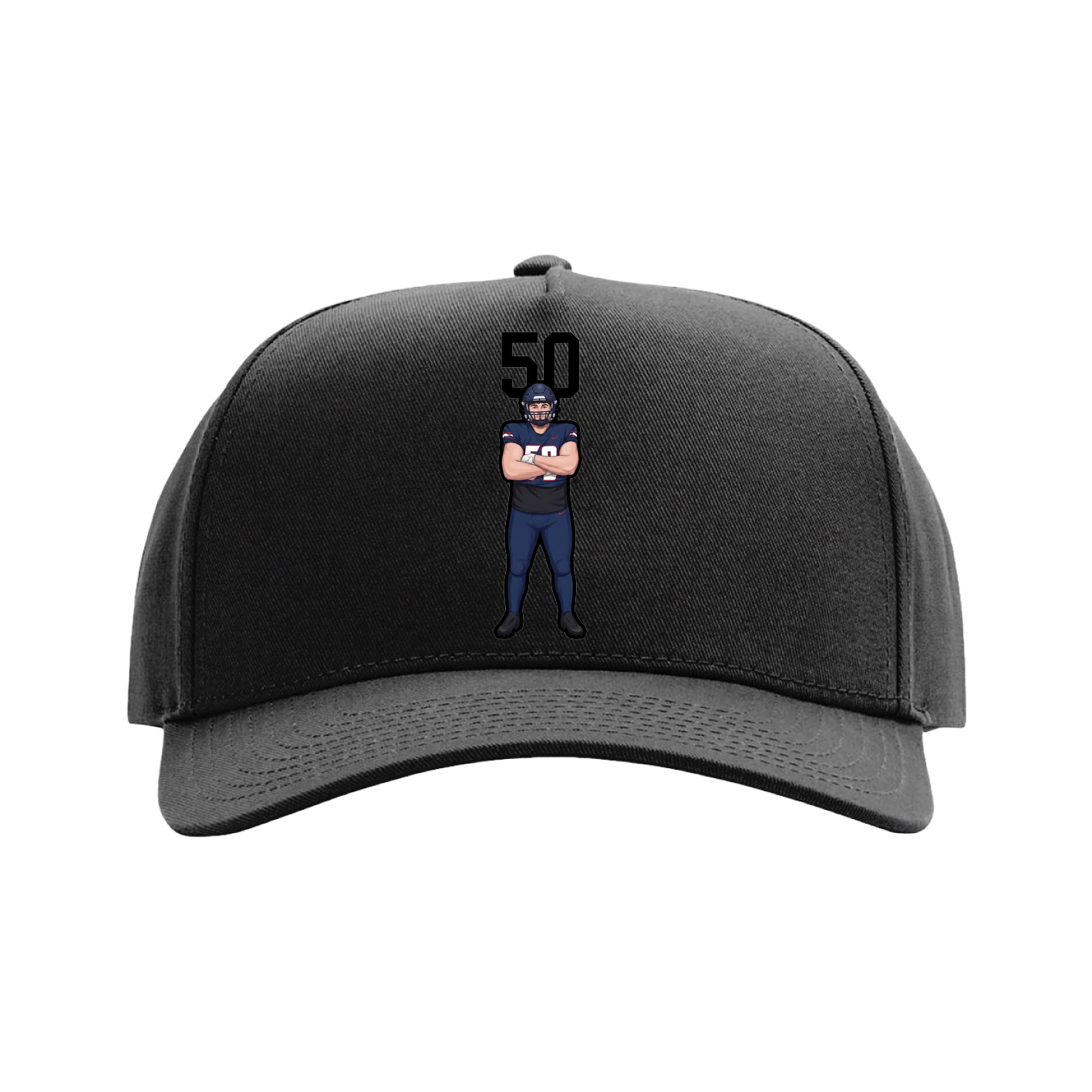 Full Fabric Five-Panel Champ Cap — Number Top in Black