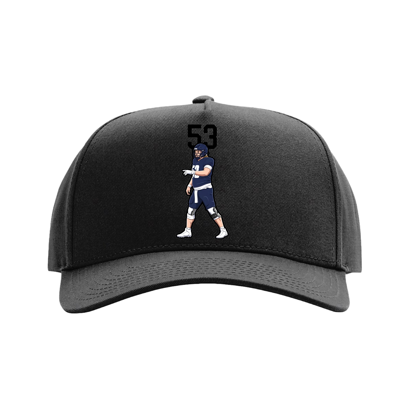 Full Fabric Five-Panel Champ Cap — Number Top in Black