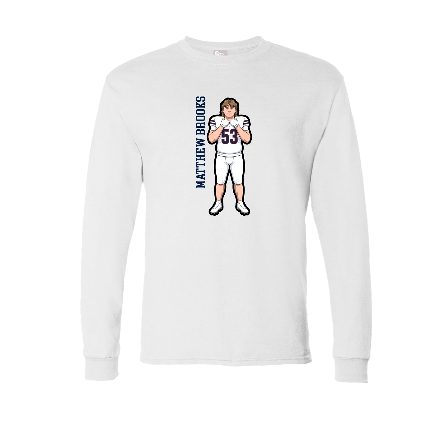 Long Sleeve Tee — Name Vertical in White