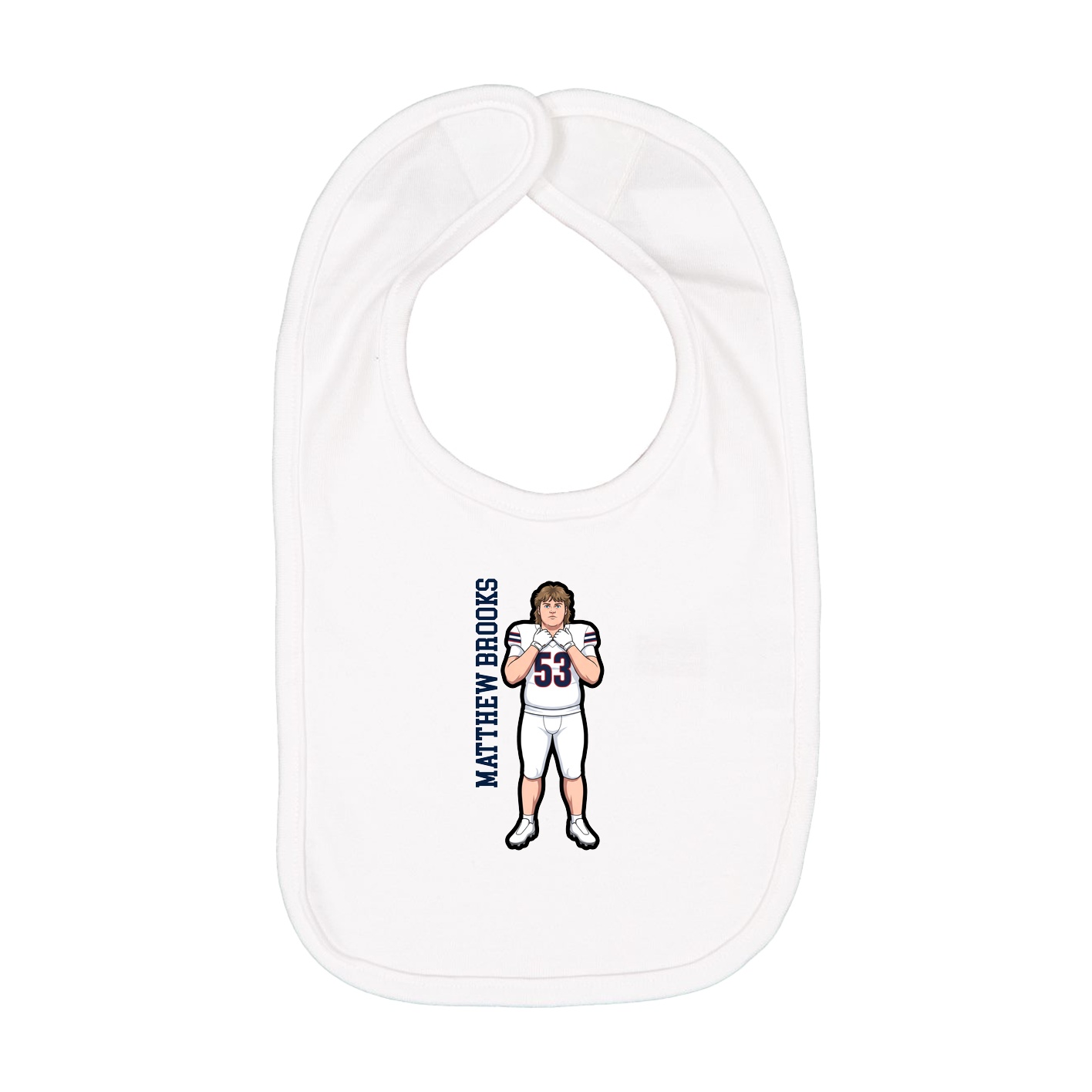 Infant Bib — Name Vertical in White