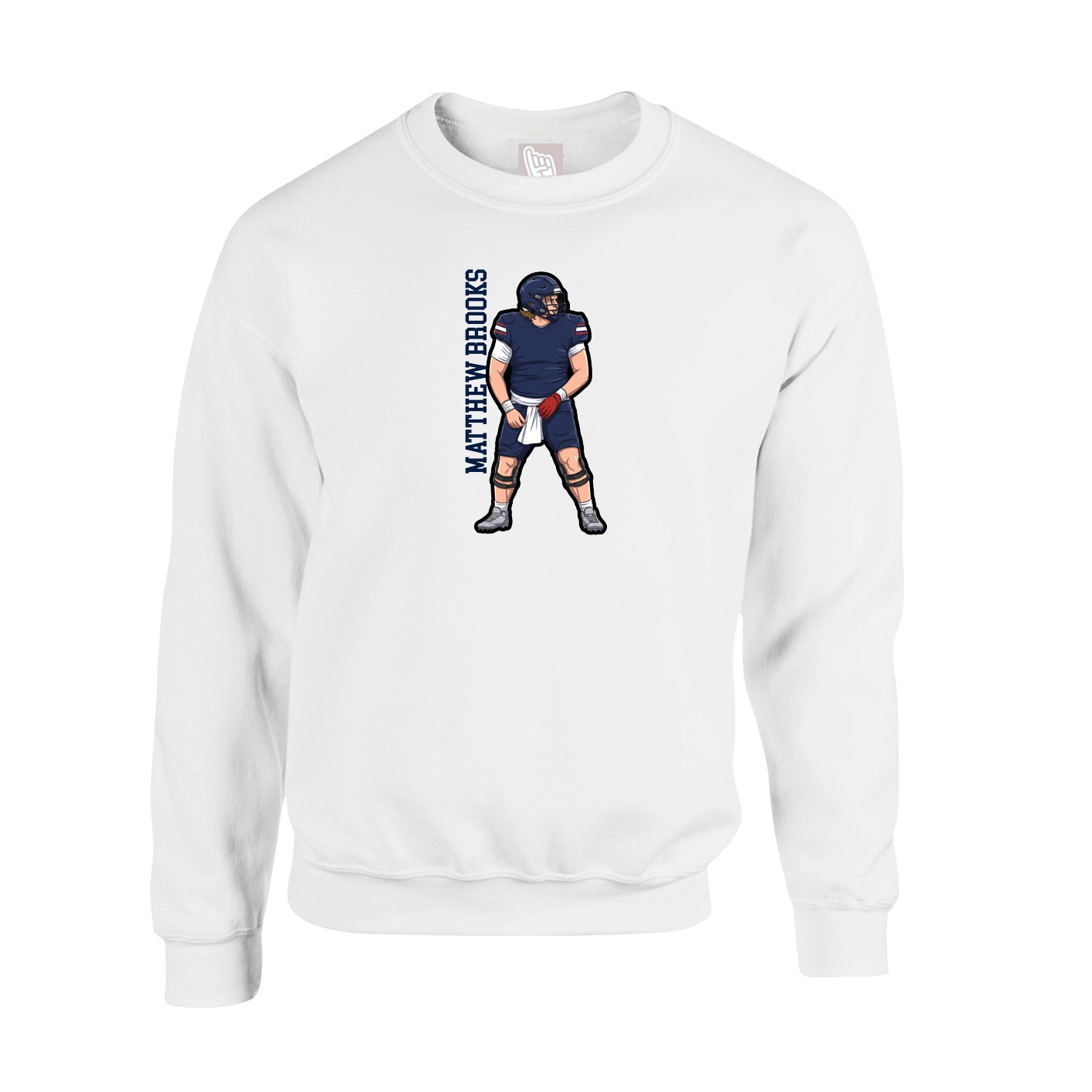 Fleece Crew — Name Vertical in White