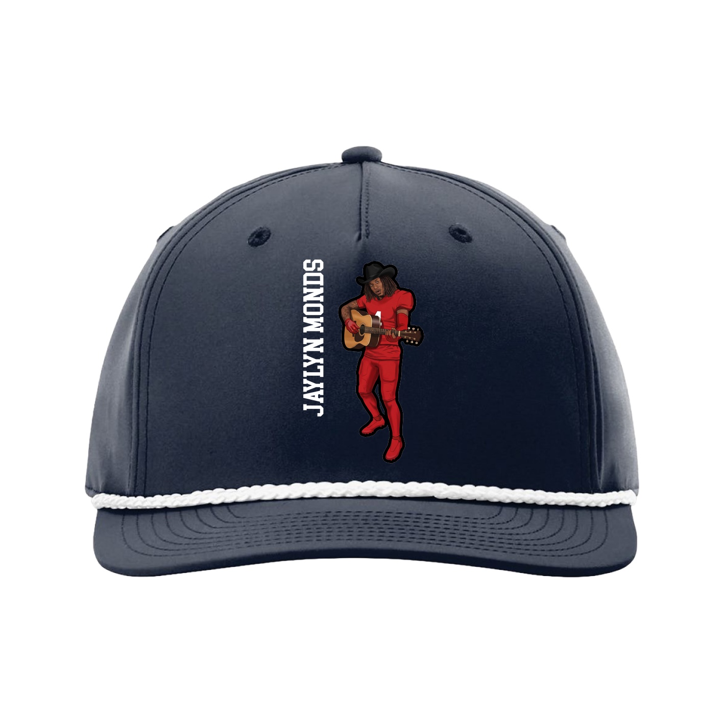 Five-Panel Classic Rope Cap — Name Vertical in Navy