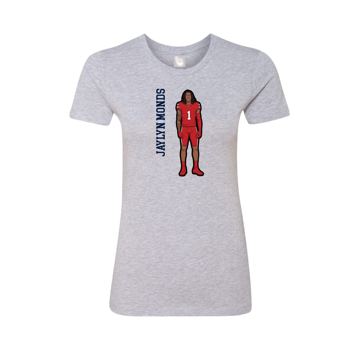 Fitted Women's Tee — Name Vertical in Grey