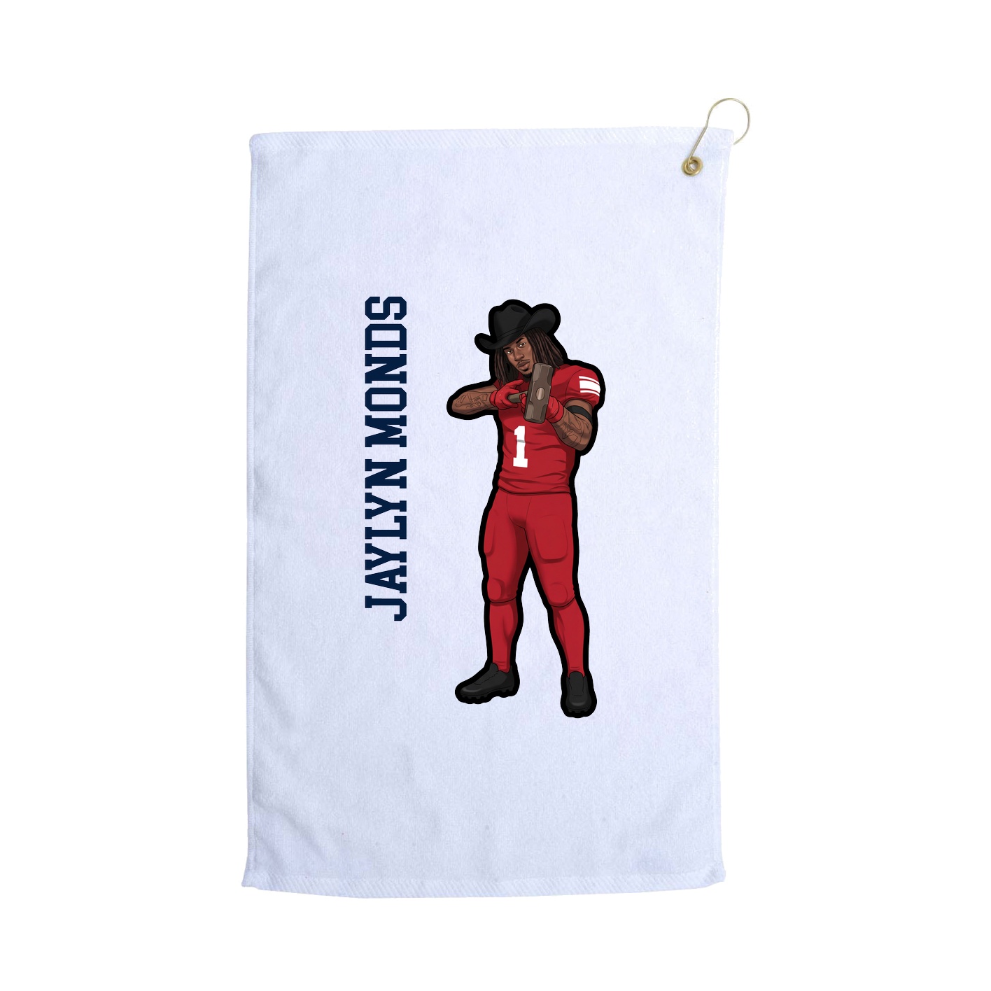 Golf Towel — Name Vertical in White