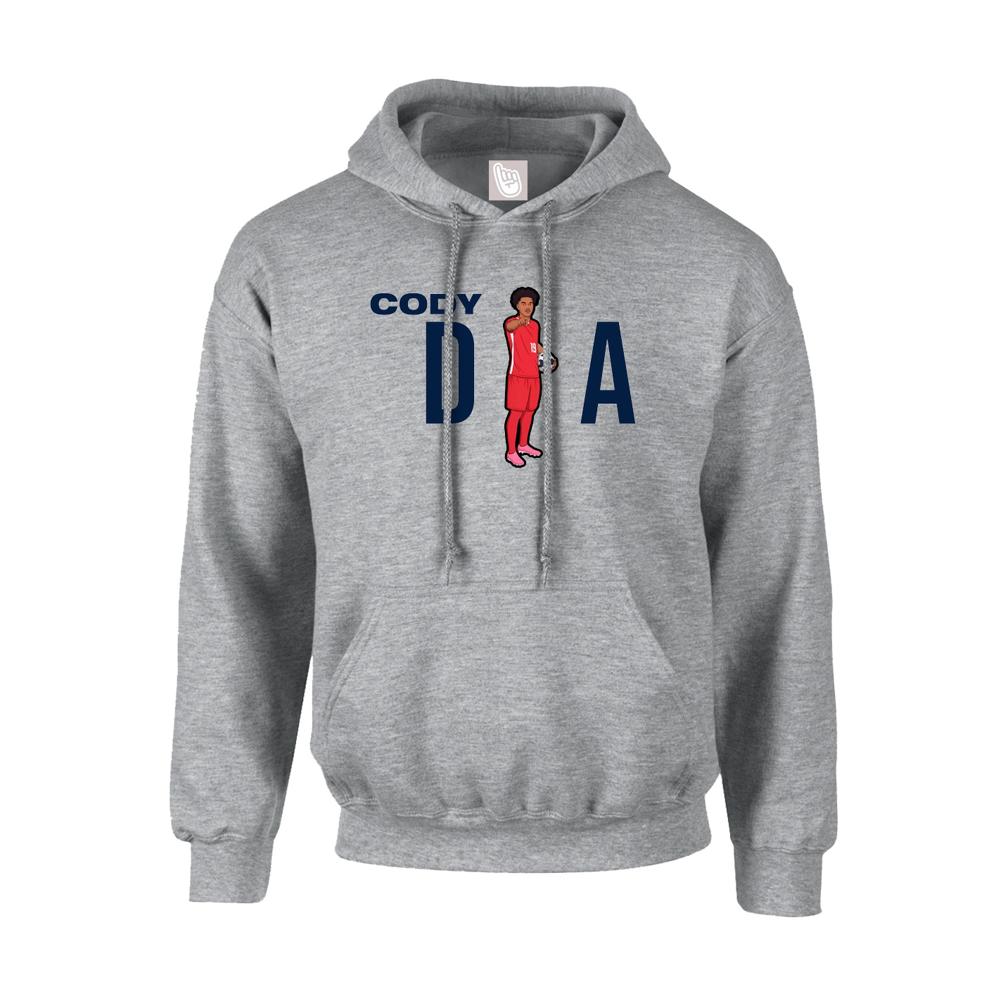 Youth Hoodie — Player Name in Grey